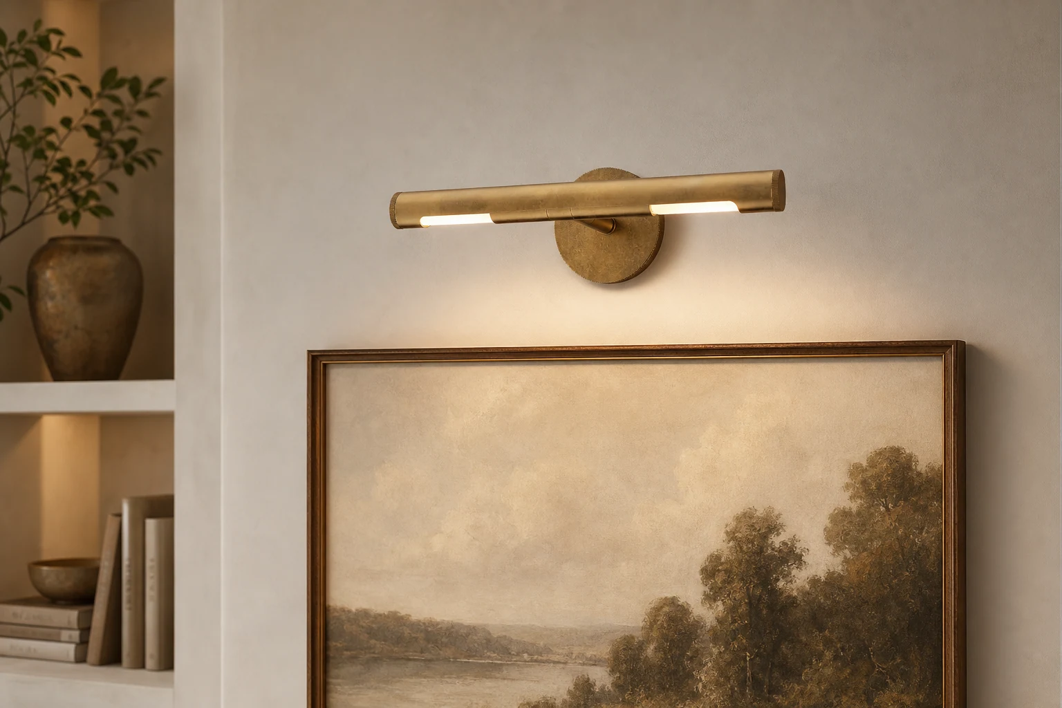 Lampa obrazowa Aurix do montażu na ścianie w scenerii pokoju lifestylowego