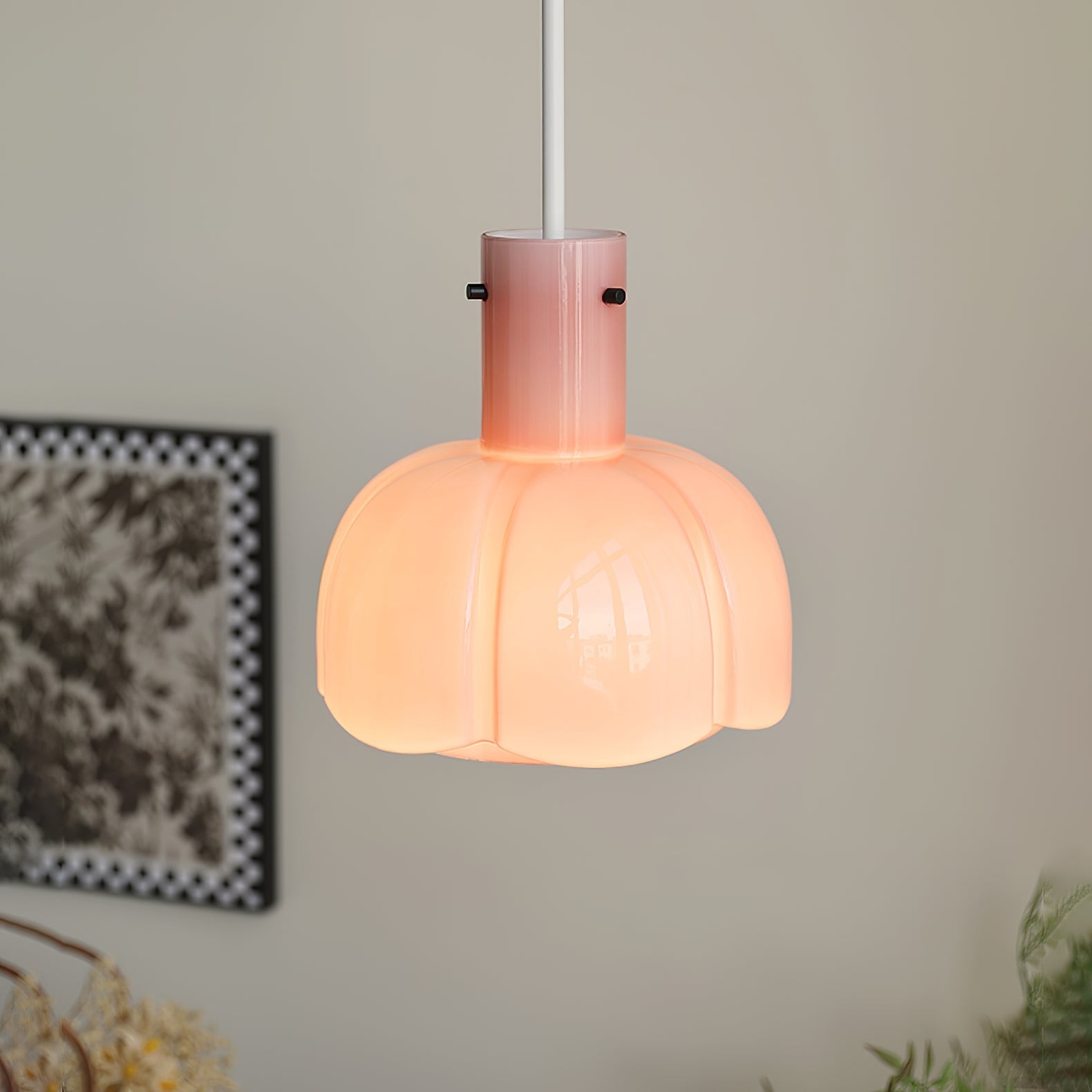 French Pastoral Style Petal Glass Pendant Light M123