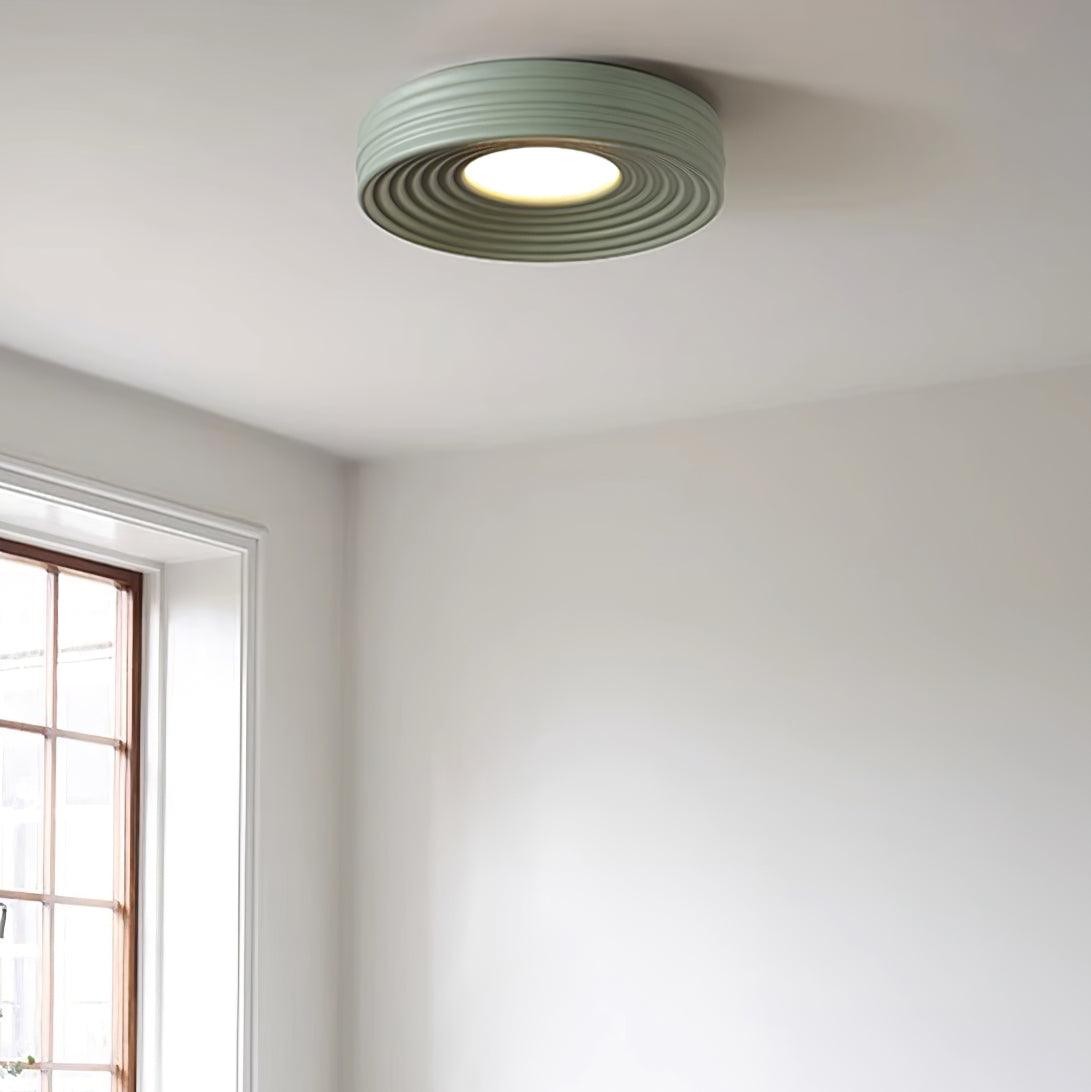 Cream Ribbed Three-color Changing Ceiling Light M392