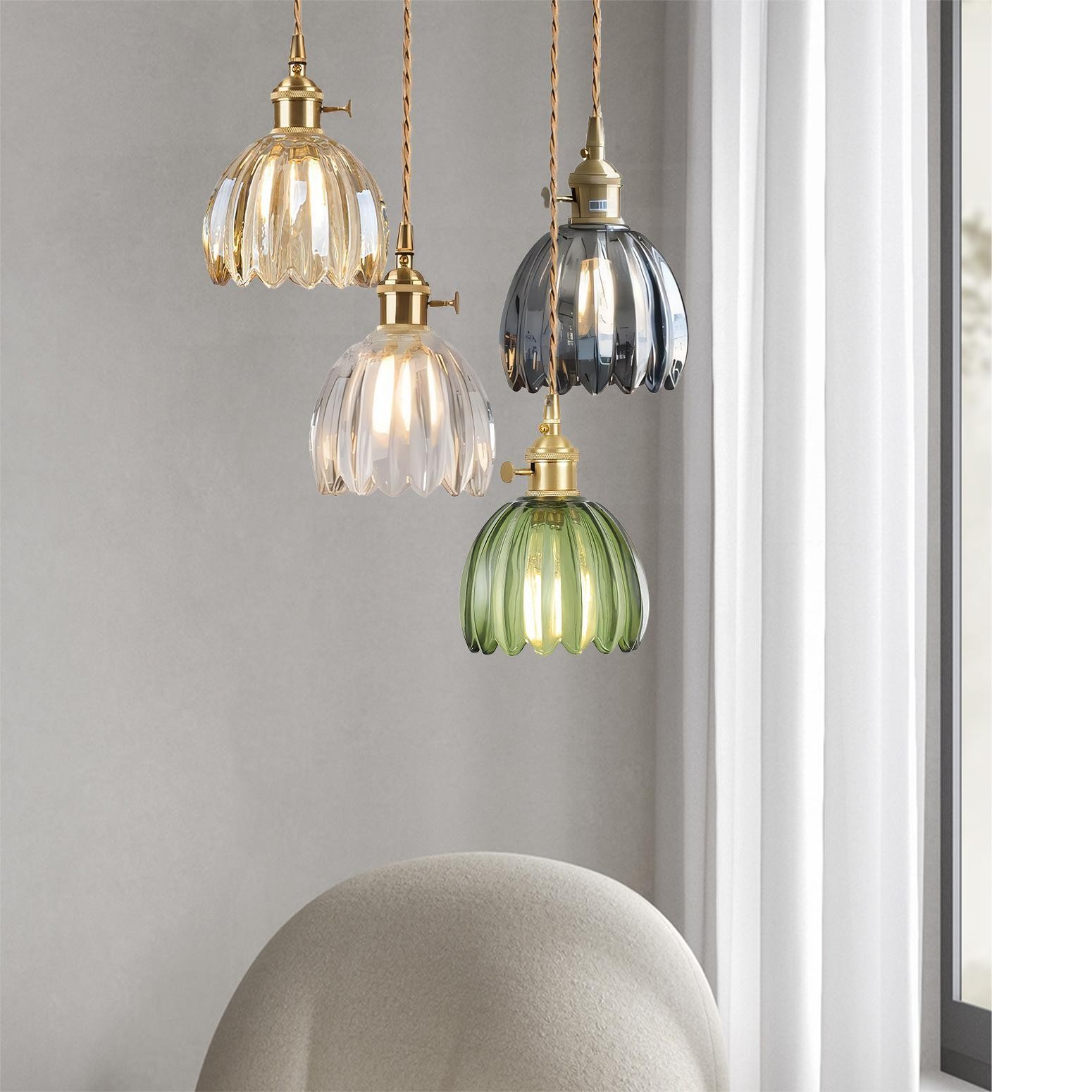 Japanese Retro Glass Flower Pendant Light S28