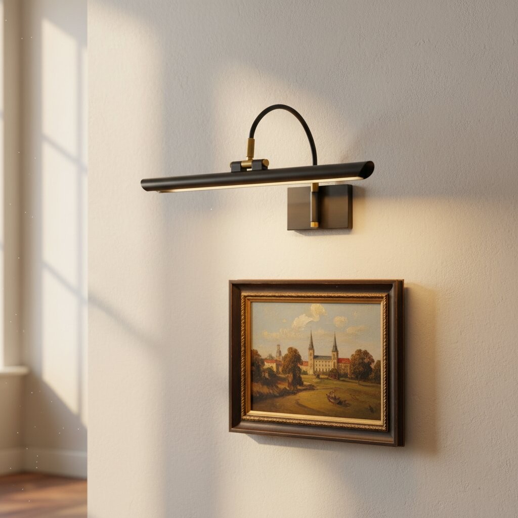 Aurix Picture Light - Slim Shade Artwork Illumination Metal Finish Wall Fixture for Gallery T608