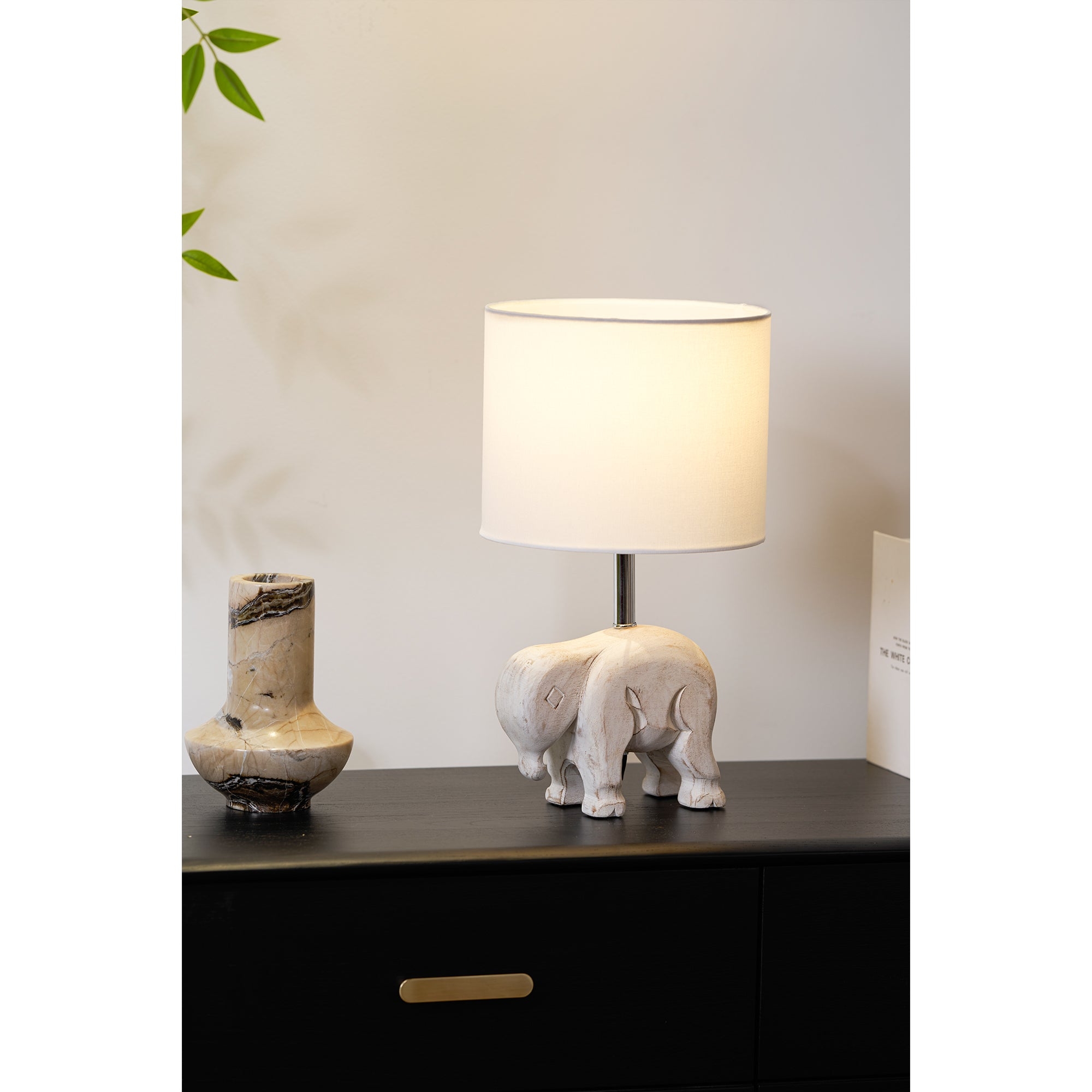 Carved Wood Animal Table Lamp D521