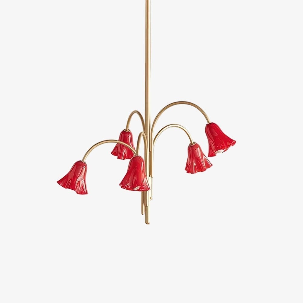 Bellina Modern Romantic Chandelier - Botanical Lily Design with Glass Flowers T280