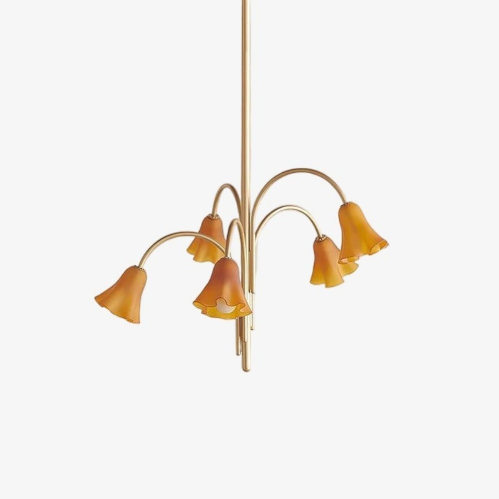 Bellina Modern Romantic Chandelier - Botanical Lily Design with Glass Flowers T280