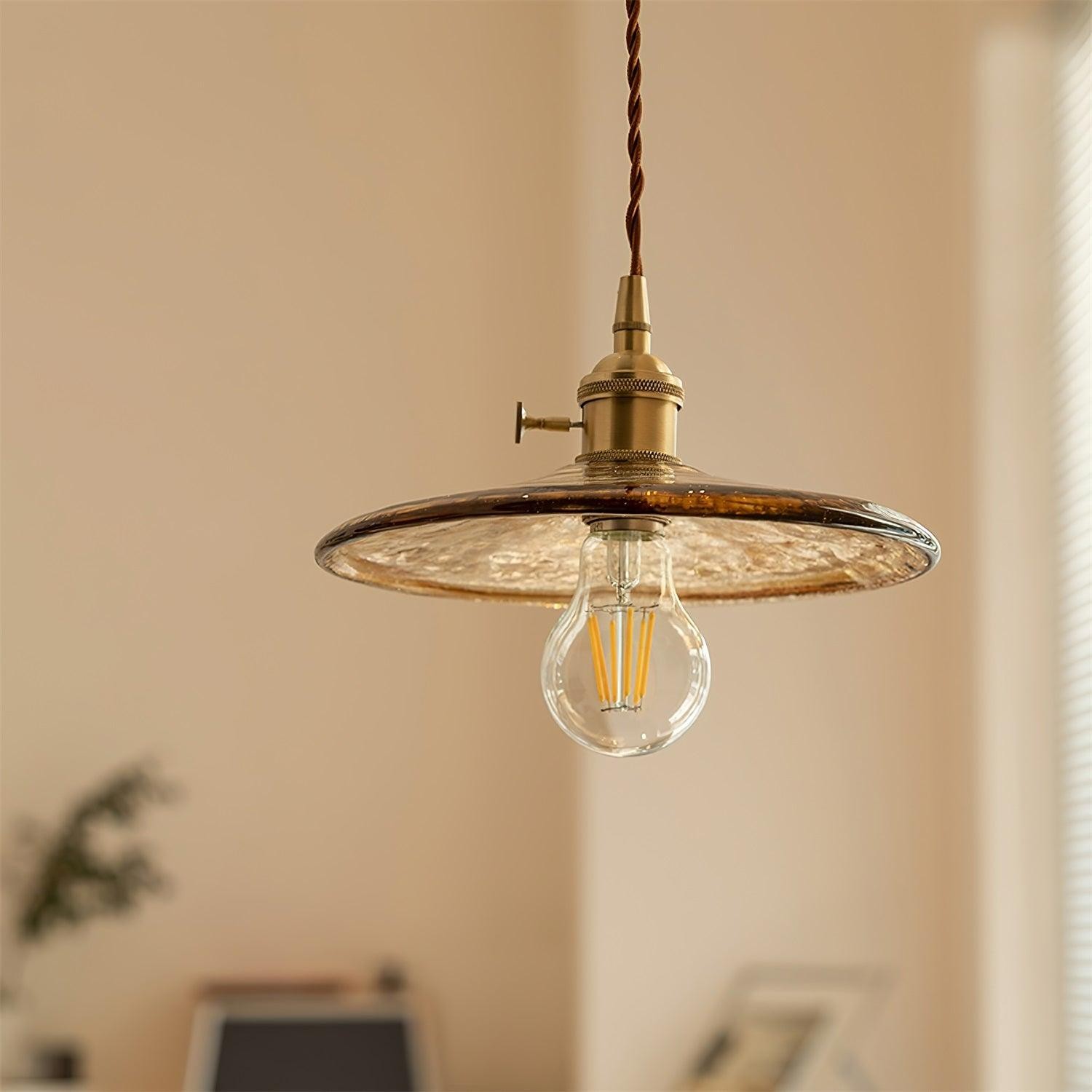 Brass Vintage Clear Glass Pendant Light M34