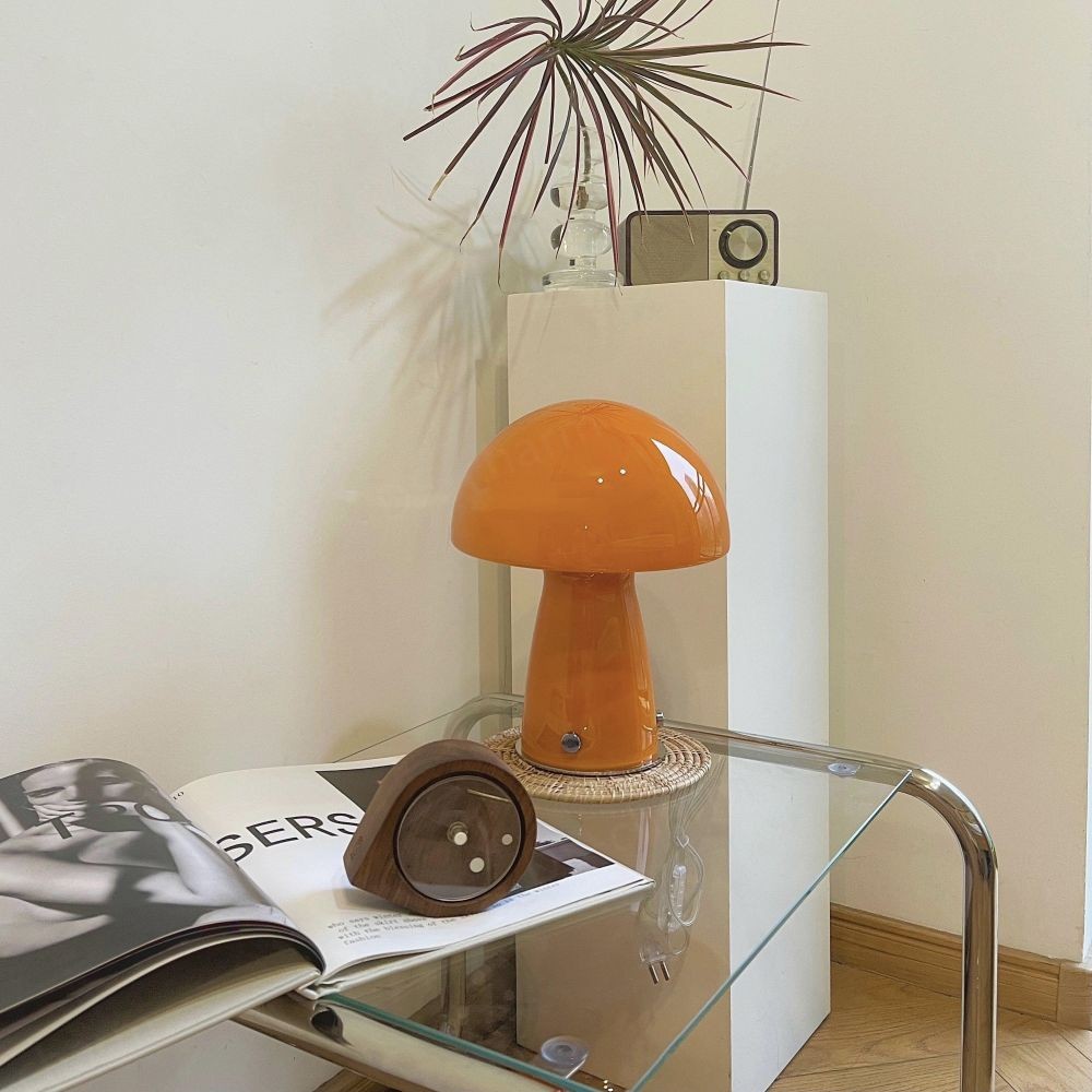 Vintage Bauhaus Glass Mushroom Table Lamp S79
