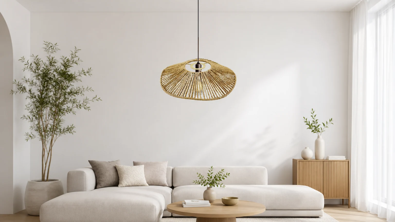 Elegancka lampa wisząca wahadłowa D812 w ciepłym wnętrzu