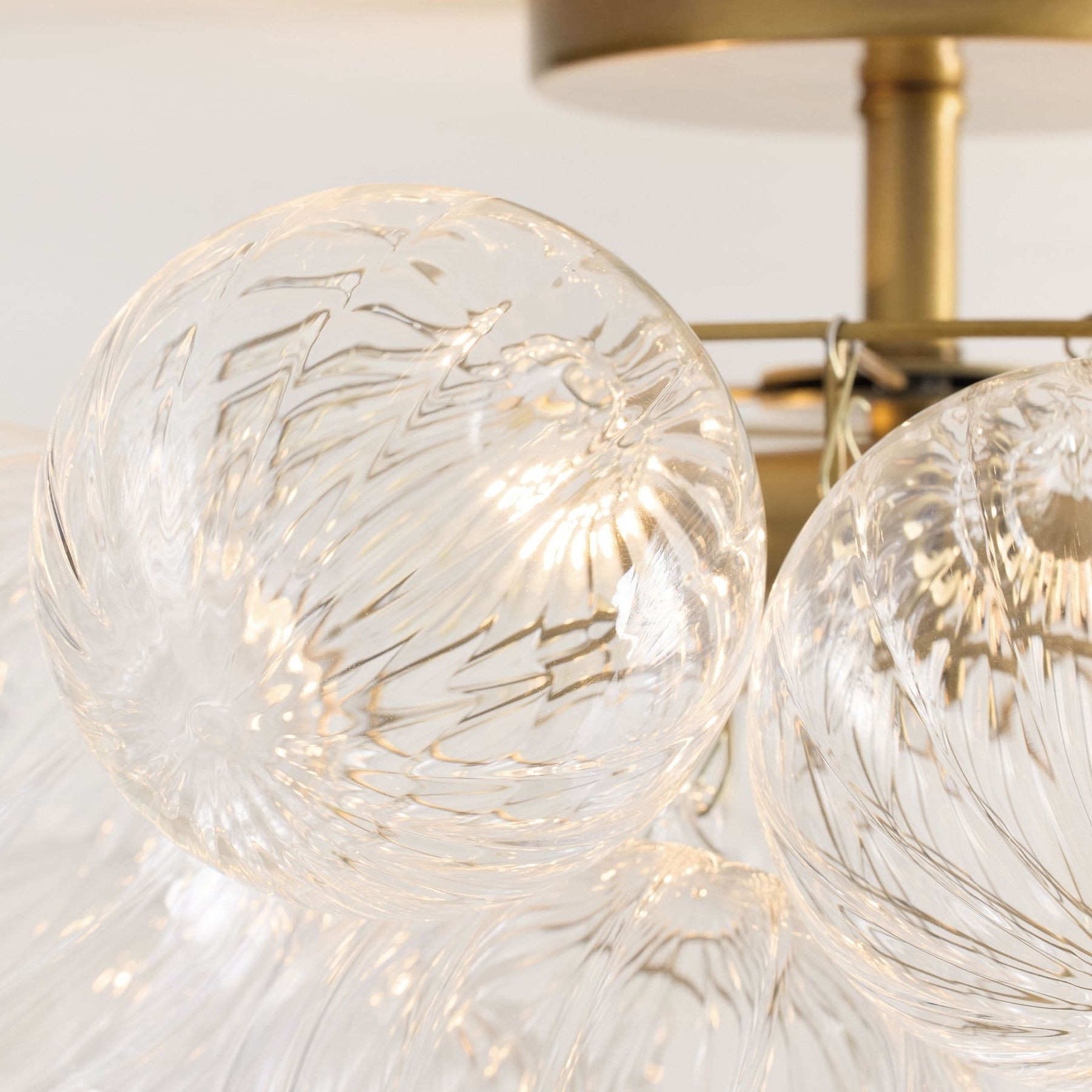 Bravira Flush Mount Ceiling Light - Ribbed & Bubbled Glass Metal Light T071