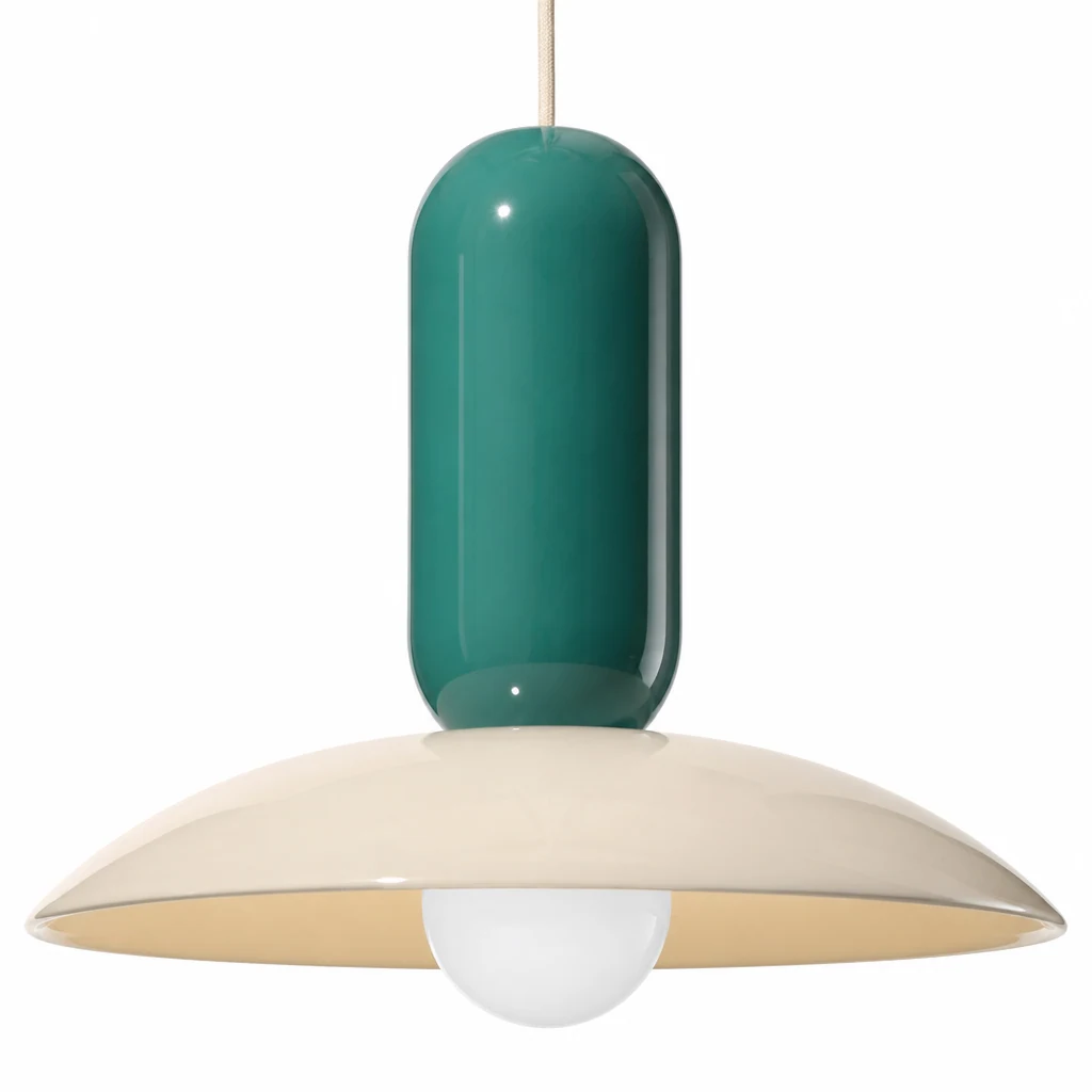 Zbliżenie na wykończenie lampy wiszącej Color Block Frisbee Pau