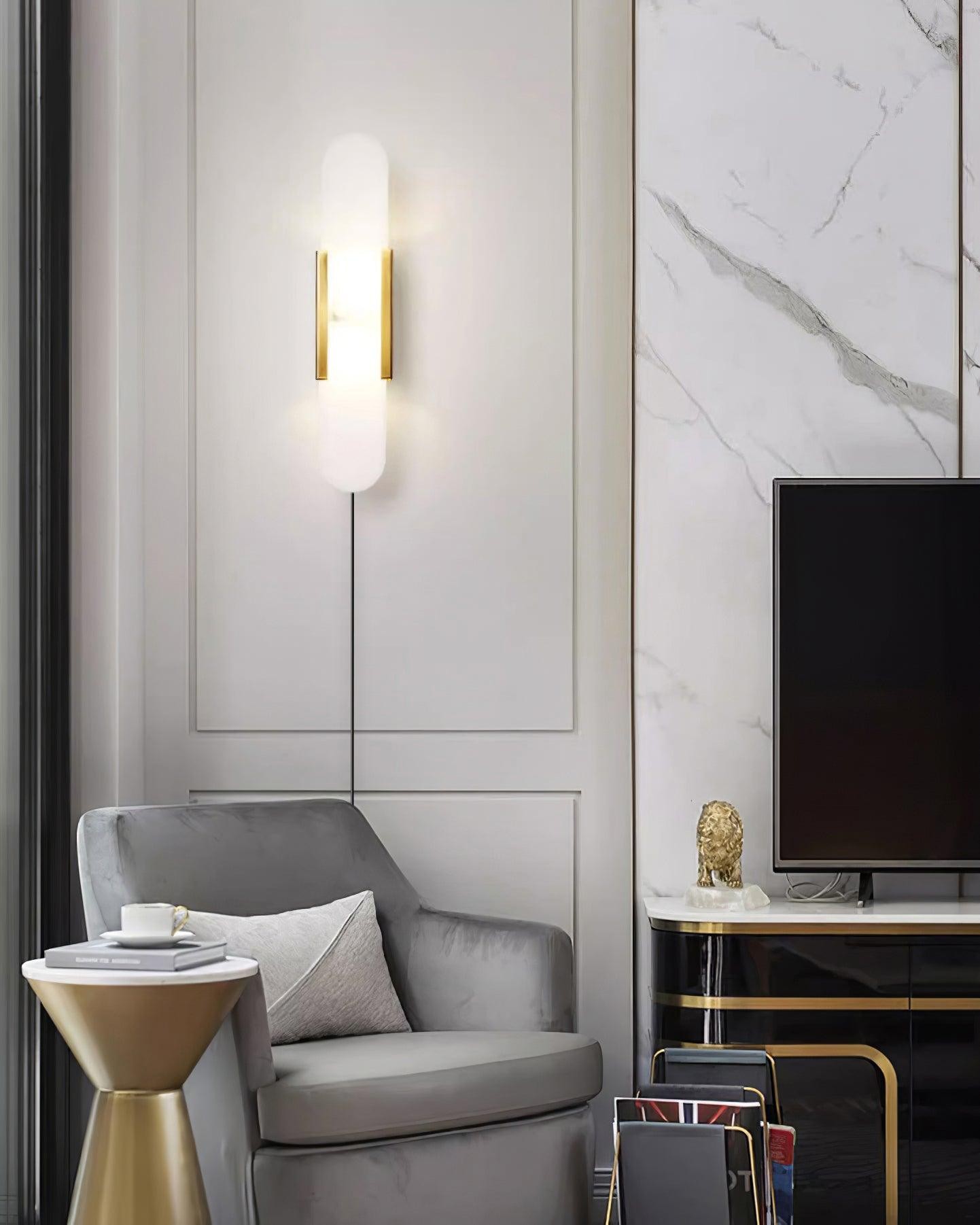 Alabaster Elongated Plug In Wall Lamp M237