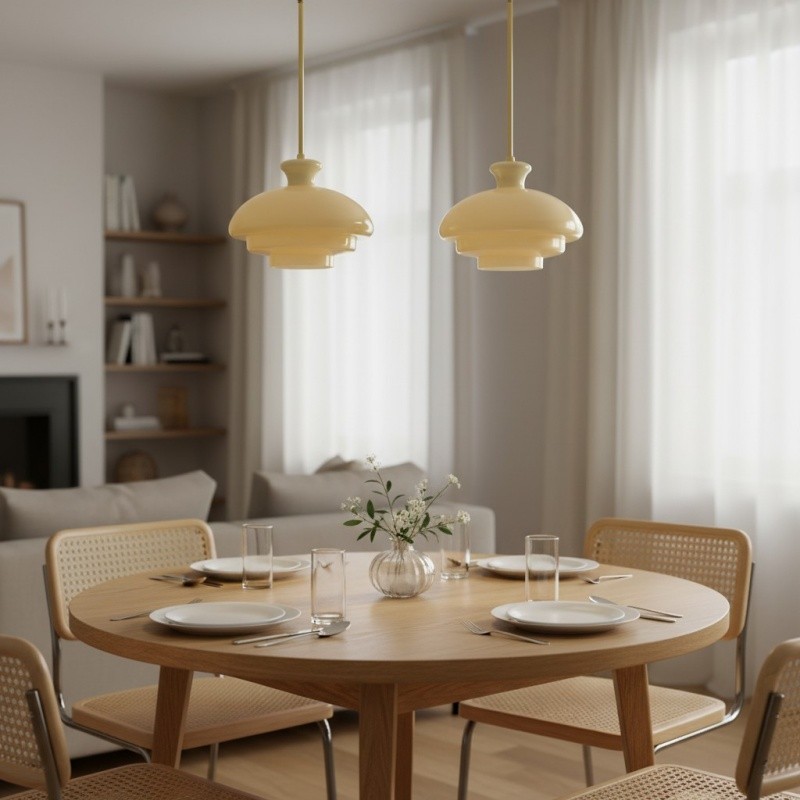 HaloVita Decorative Pendant Lamp - Minimalist Metal and Glass Pendant for Living Areas T575