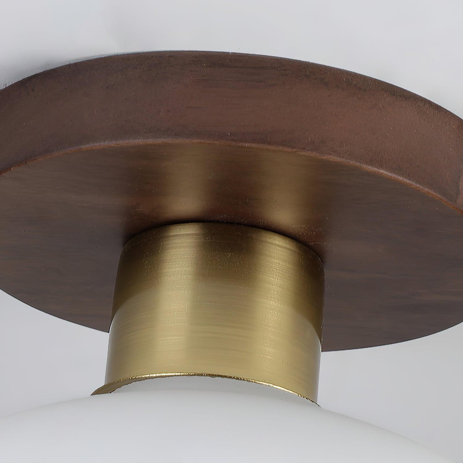Vintage Wabi-Sabi Walnut Copper Glass Ceiling Lamp For Living Room M414