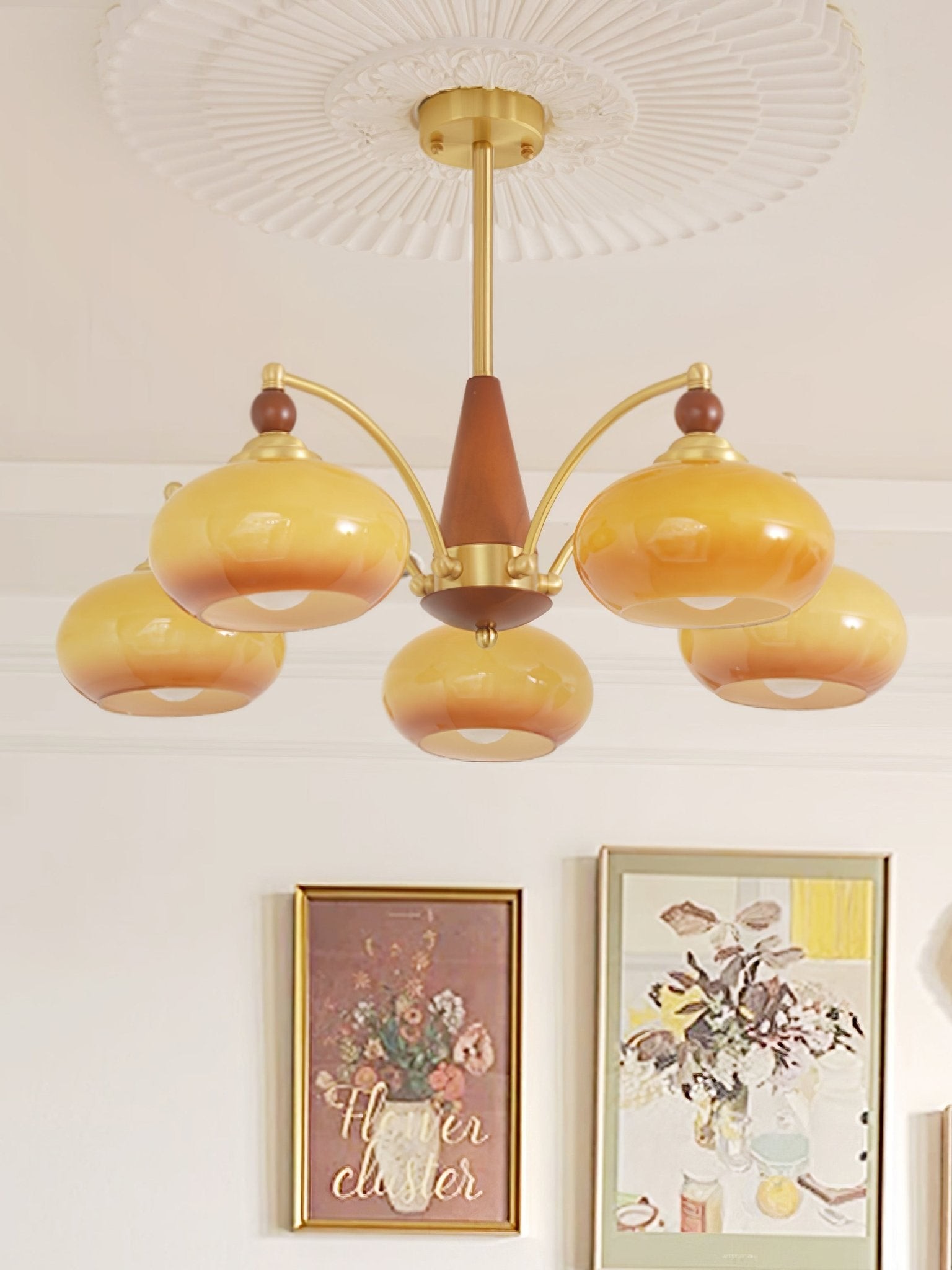 Vintage Multihead Persimmon Chandelier M431