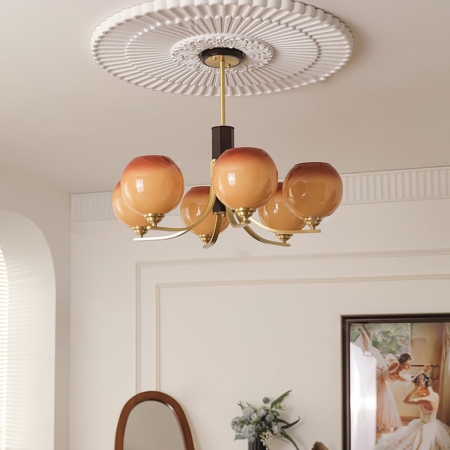 Vintage Caramel Globe Chandelier M502