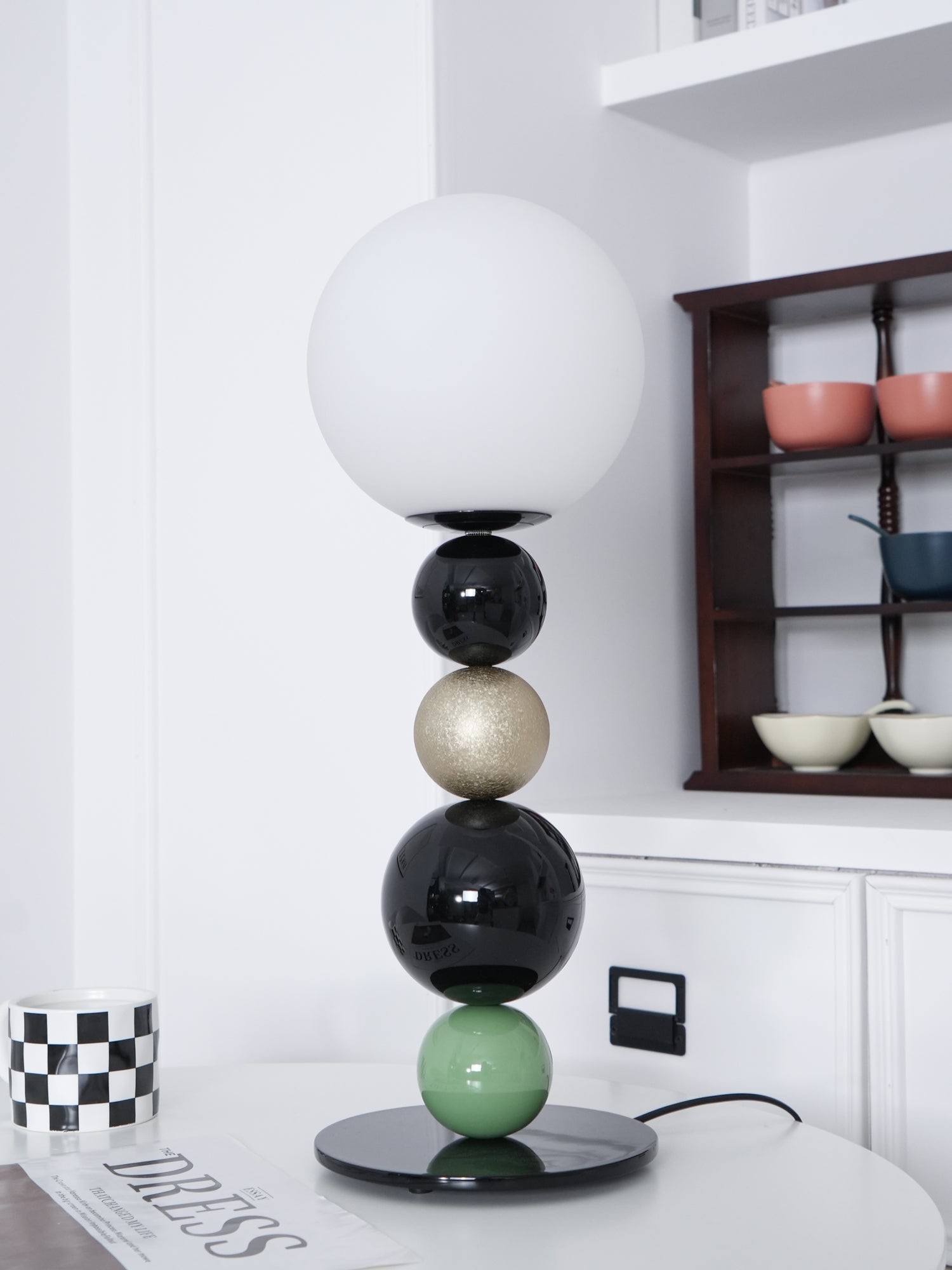 Round Balls Stacking Green Table Lamp M521