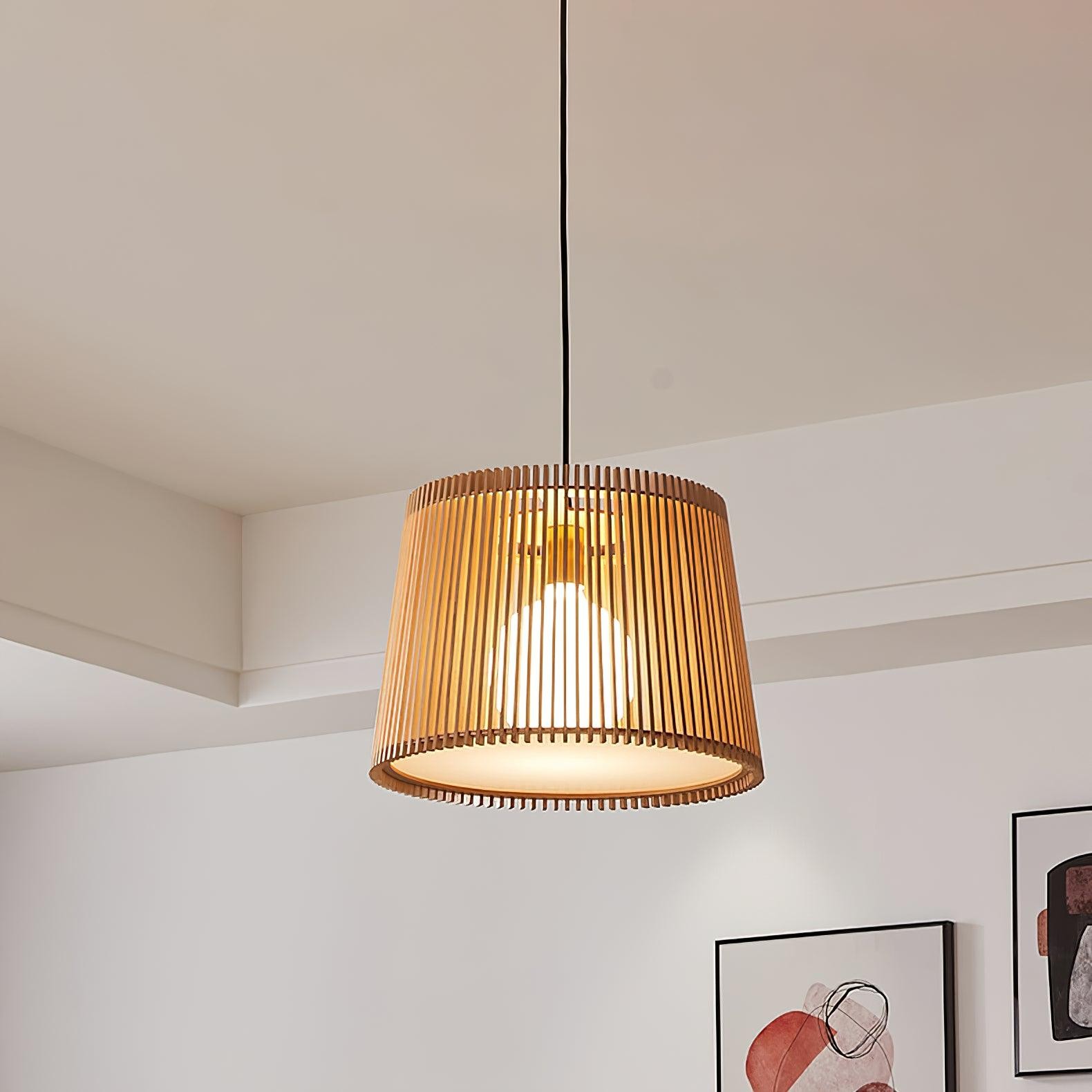 Wooden Log Color Cage Pendant Light M425