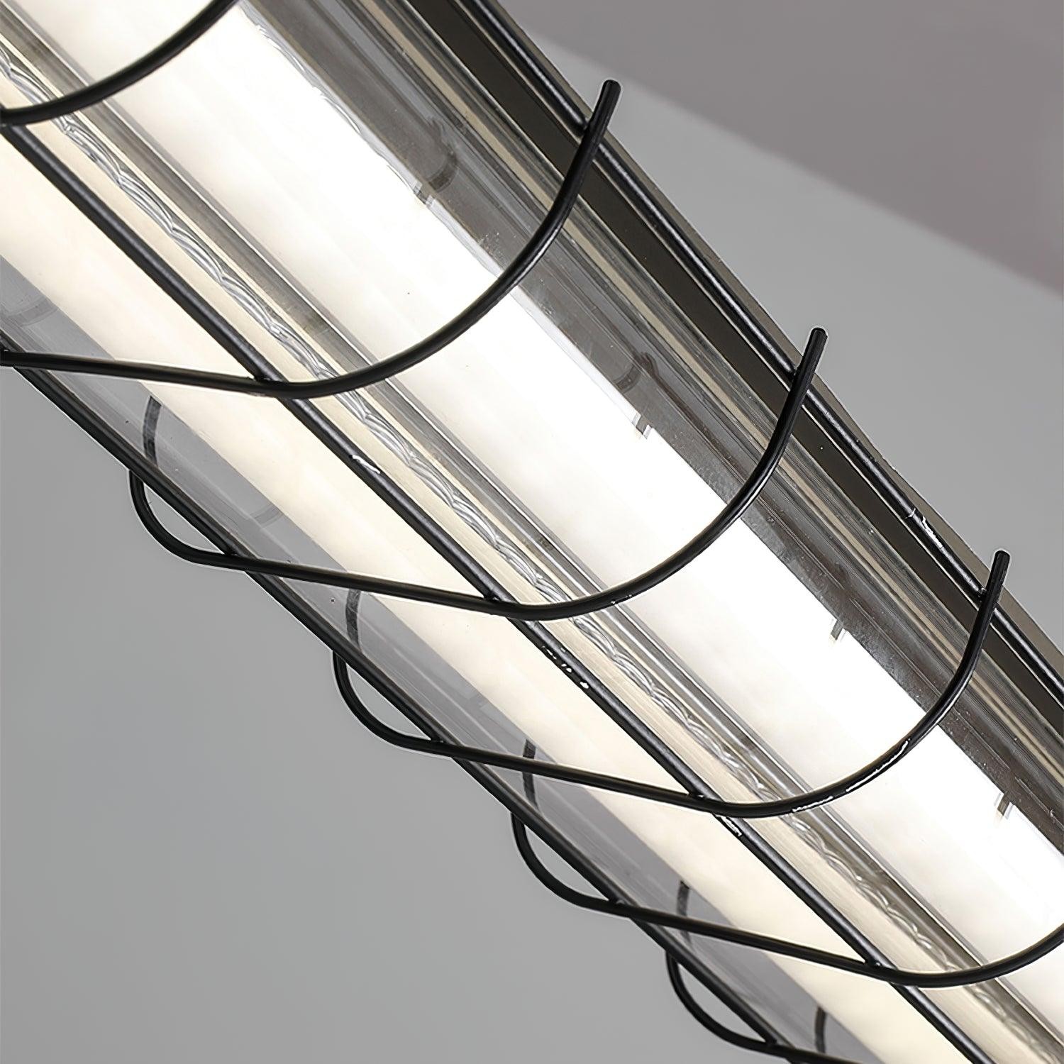 Glass Linearity Chandelier Artisan Clear Cast Iron Metal Sleek Sparkling T020