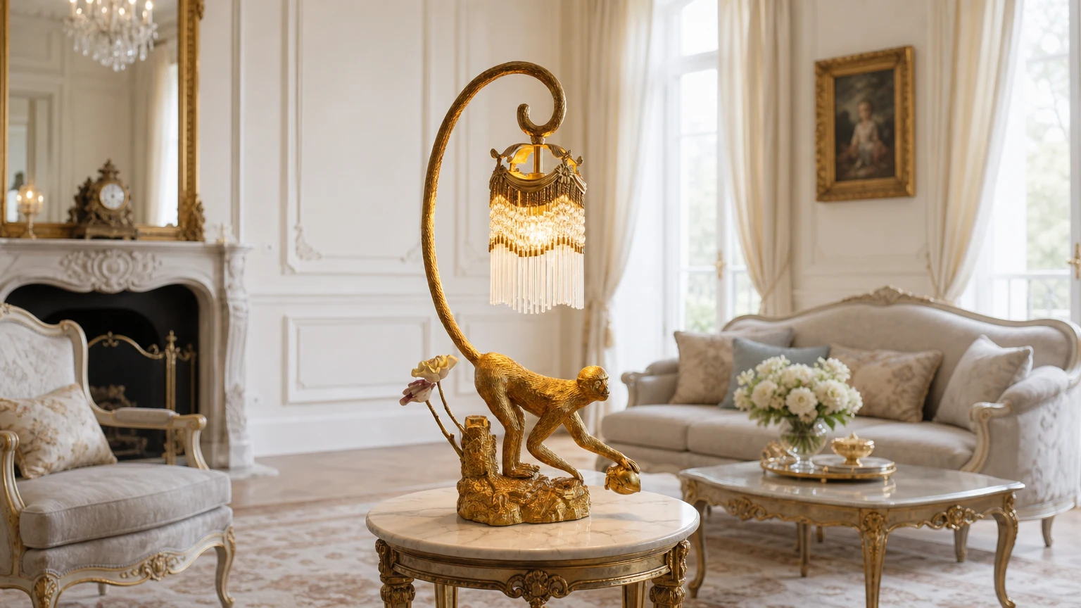 Lampa stołowa Zira D748 w ciepłej scenerii wnętrza