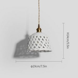 Schemat rozmiarów ażurowej ceramicznej lampy wiszącej Średnica 19 cm x wys. 14 cm