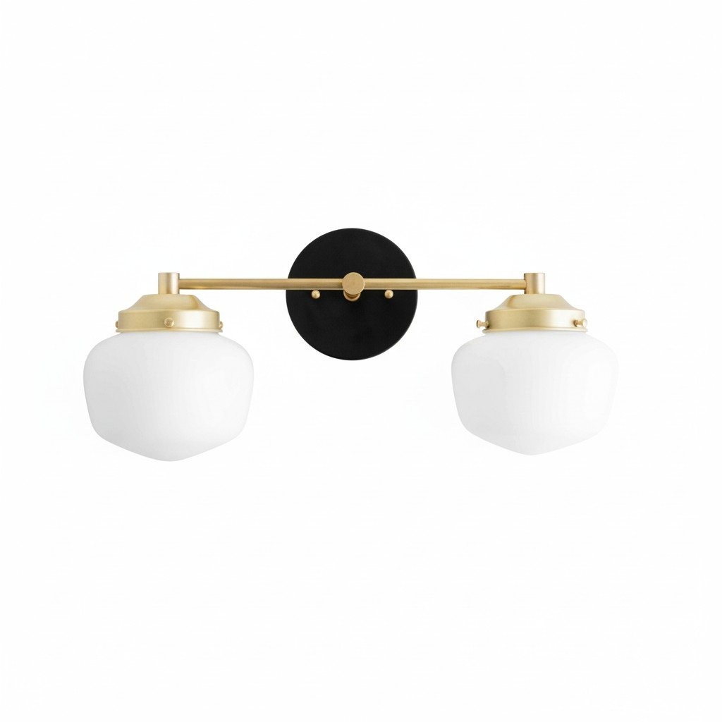 Opalume Glass Art Deco Vanity Light - Bathroom Wall Sconce with White Glass Shades T306