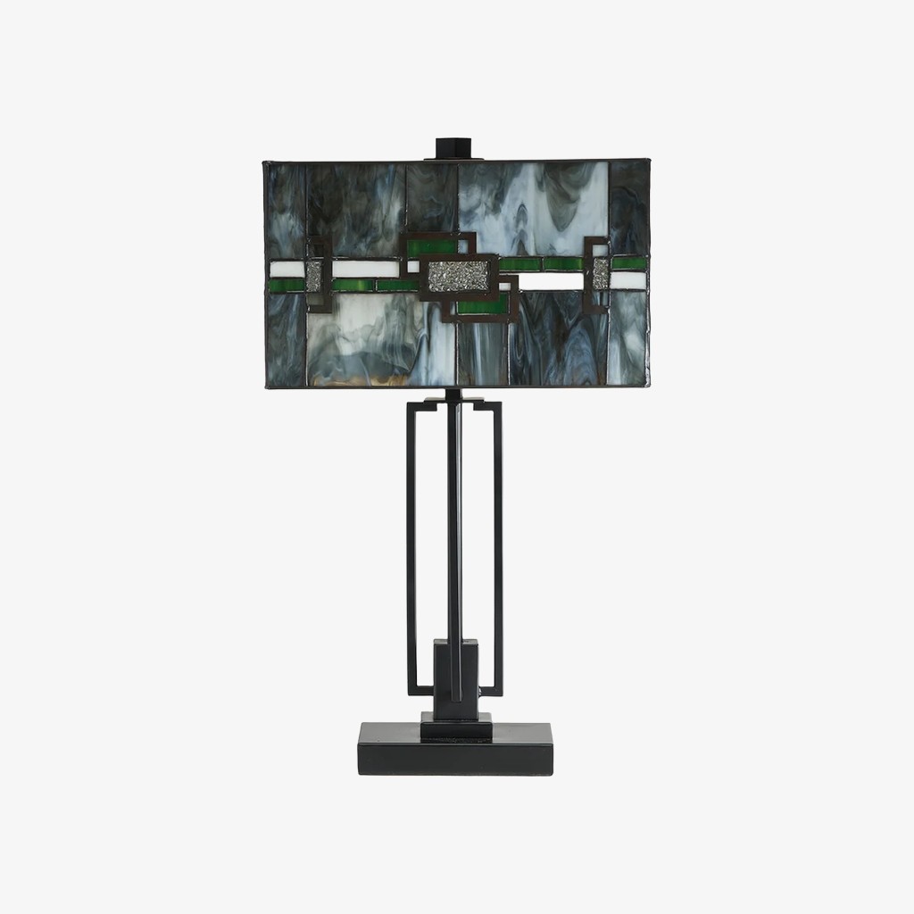 Culletto Stained-Glass Rectangular Table Lamp - Artisan Look for Bedrooms and Hallways T646