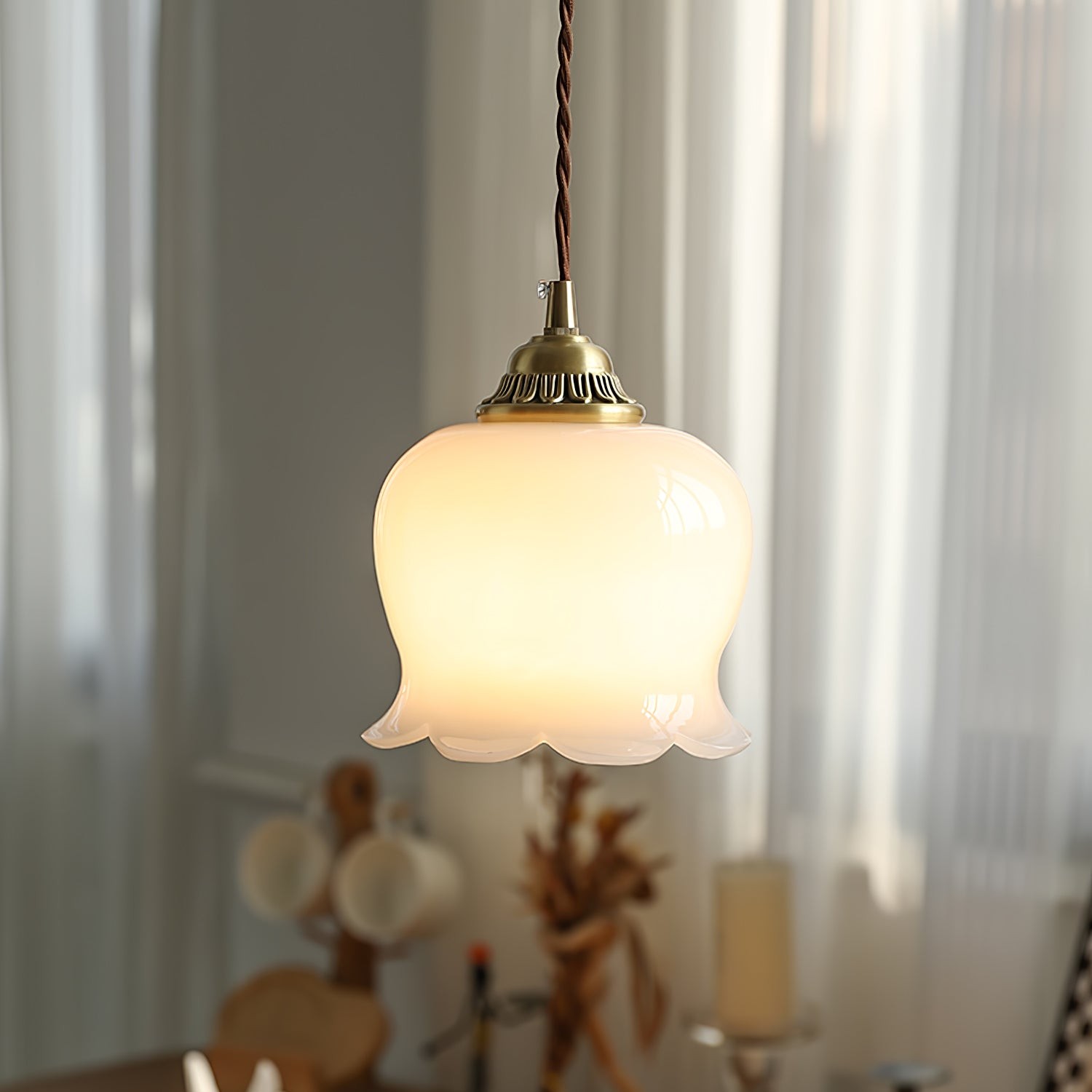 Traditional Glass Flower Pendant Lamp M316
