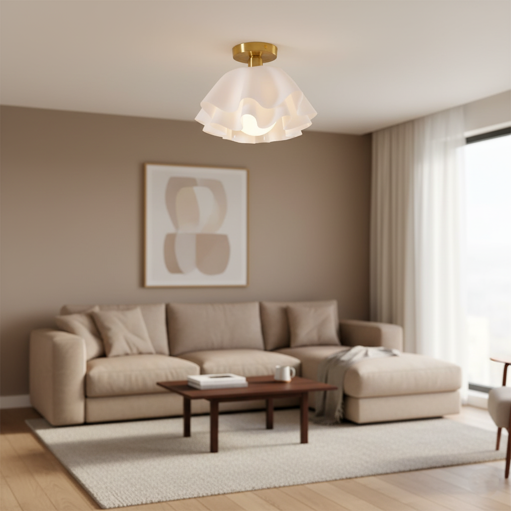 Lustra Pleated Retro Brass Acrylic Ceiling Light D959