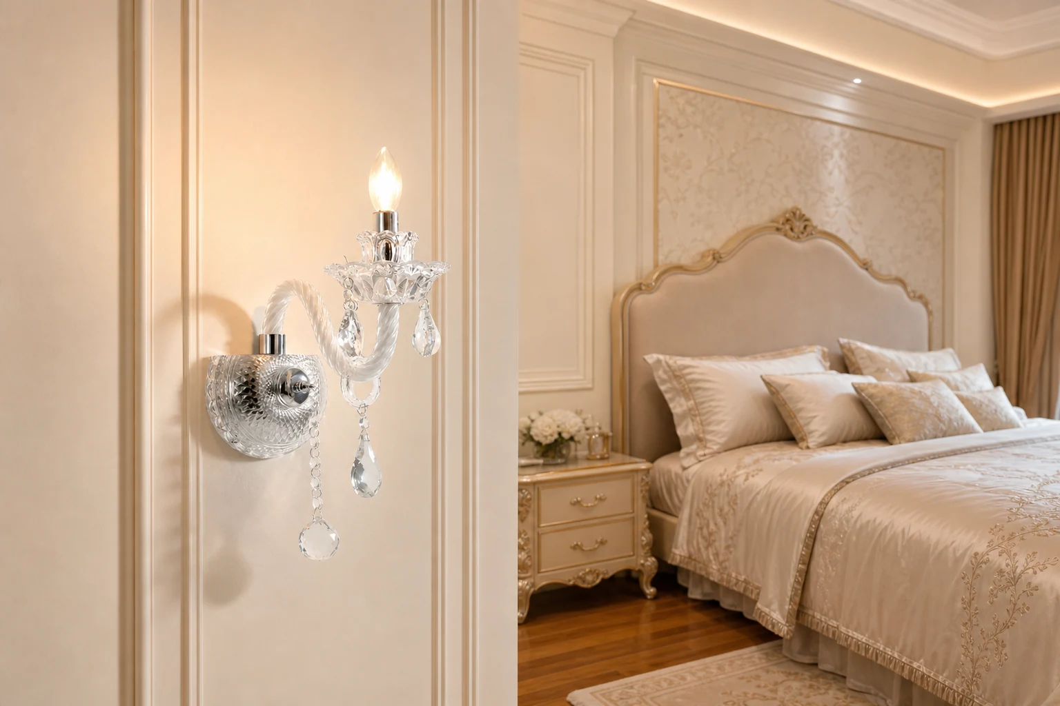Candlestick Crystal Wall Light in a lifestyle wall-light scene