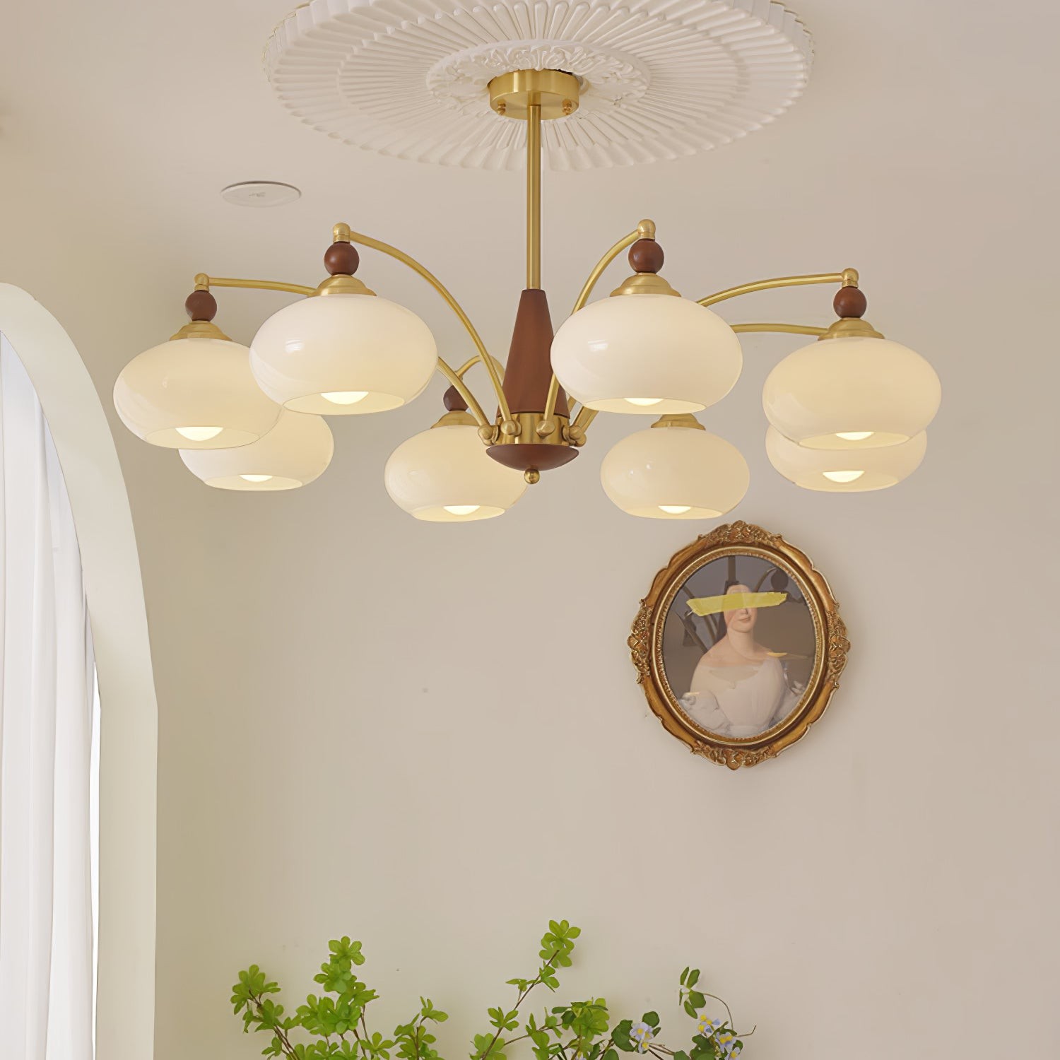 Vintage Multihead Persimmon Chandelier M431