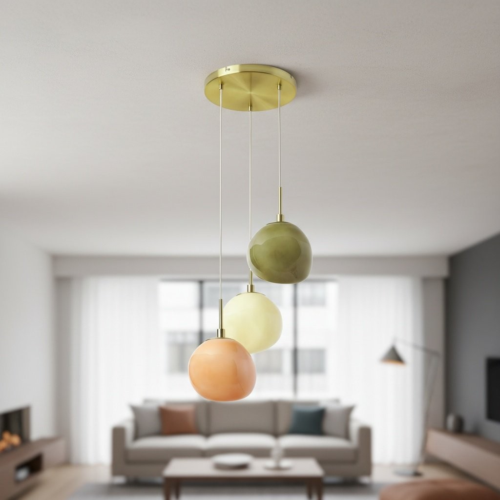 Multi-Shade Opal Glass Pendant - Cluster Hanging Lamp T420