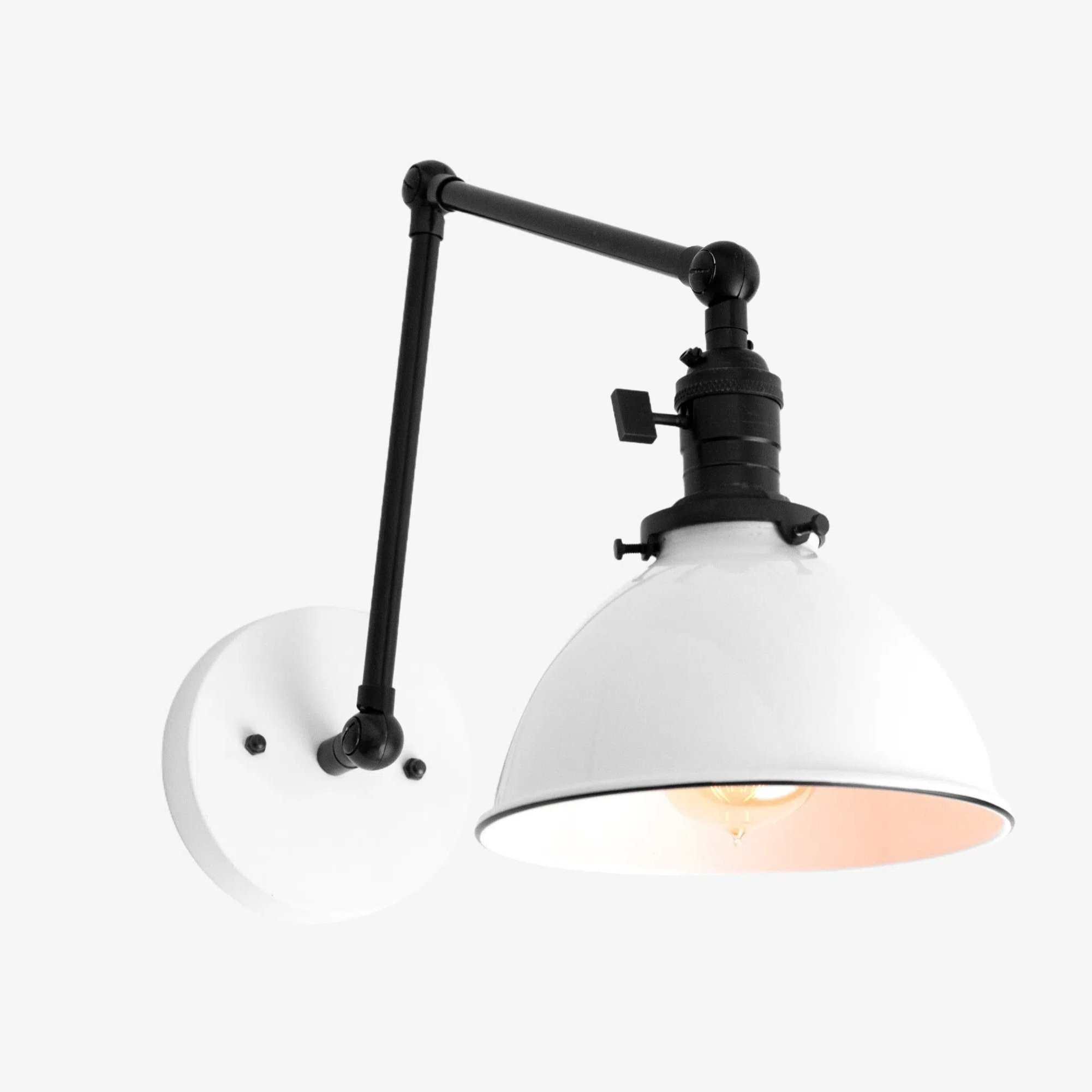 Conique Metal Vintage Industrial Swing Arm Wall Lamp - Adjustable Dome Shade for Study T313