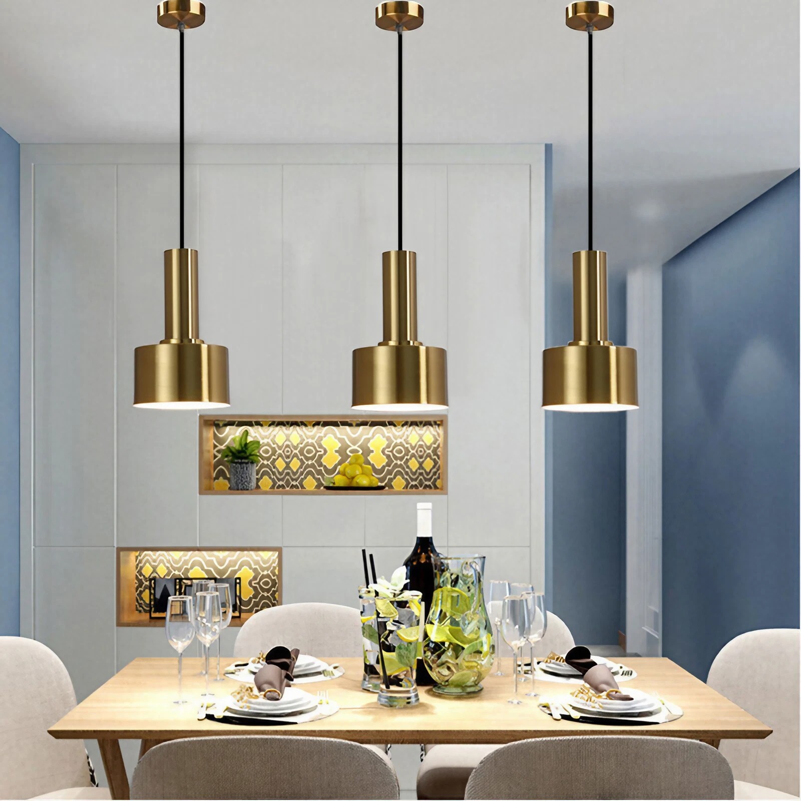 Nordic Brass Bedroom Pendant Light Modern Bar Pendant Light S95