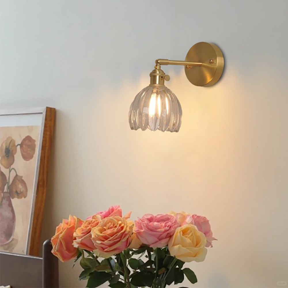 Retro Flower Bud Tulip Glass Wall Lamp S98