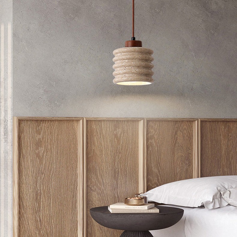 Traditional Retro Cylindrical Solid Wood Pendant Lamp M106