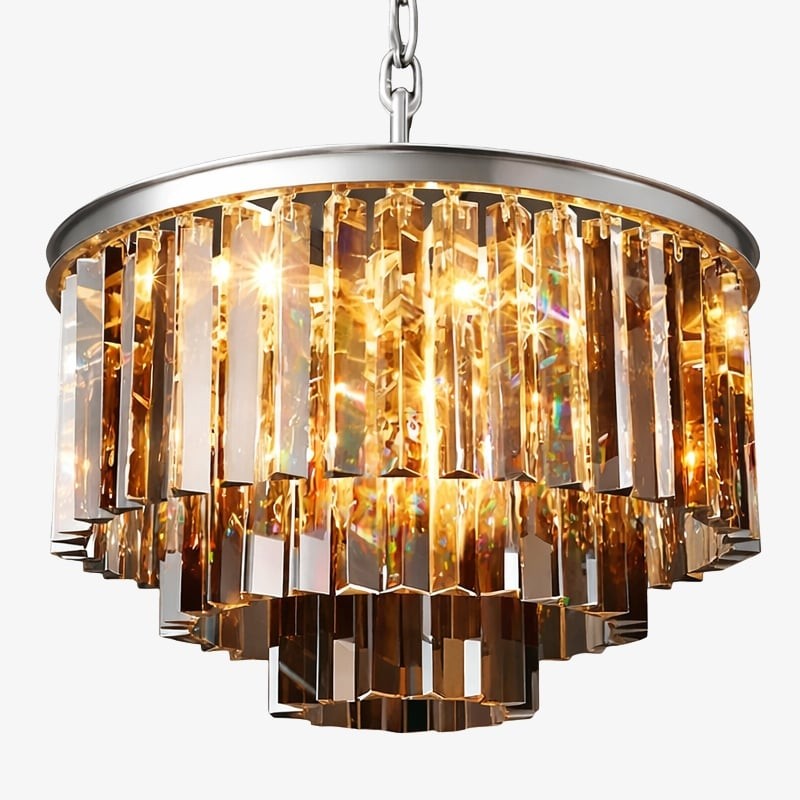 Aurevon Crystal Prism Metal Frame Modern Ceiling Chandelier for Home and Hotel T494