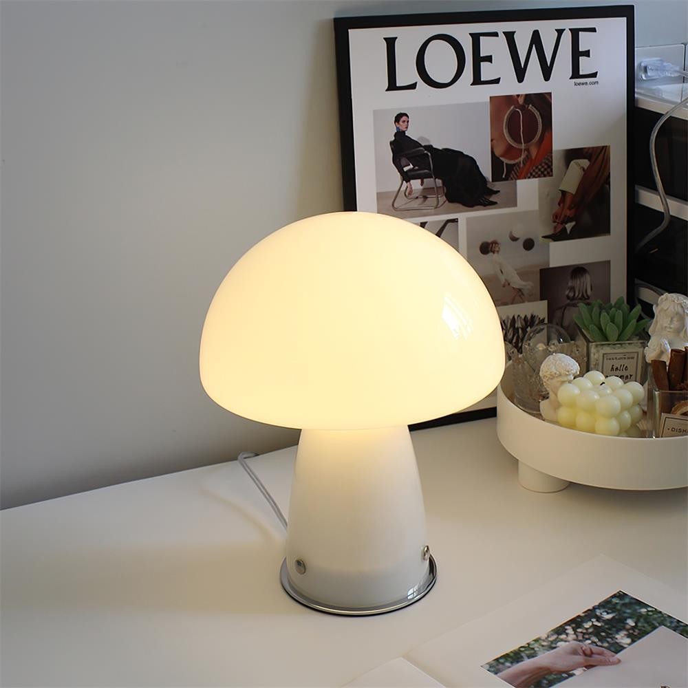 Vintage Bauhaus Glass Mushroom Table Lamp S79