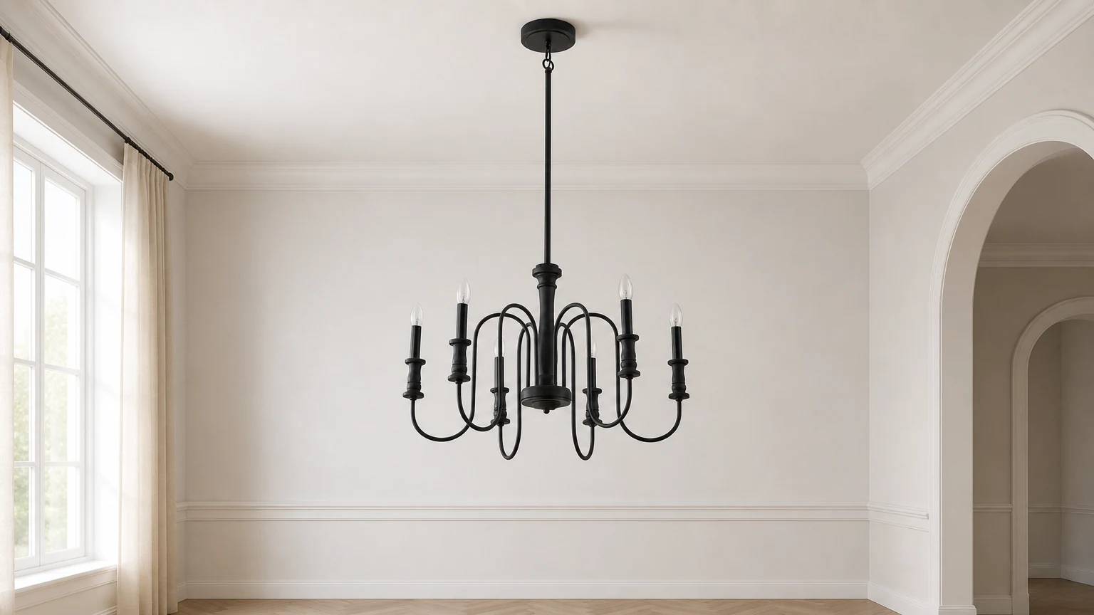 Żyrandol Briarworth D577 zainstalowany w ciepłej scenie wewnętrznej