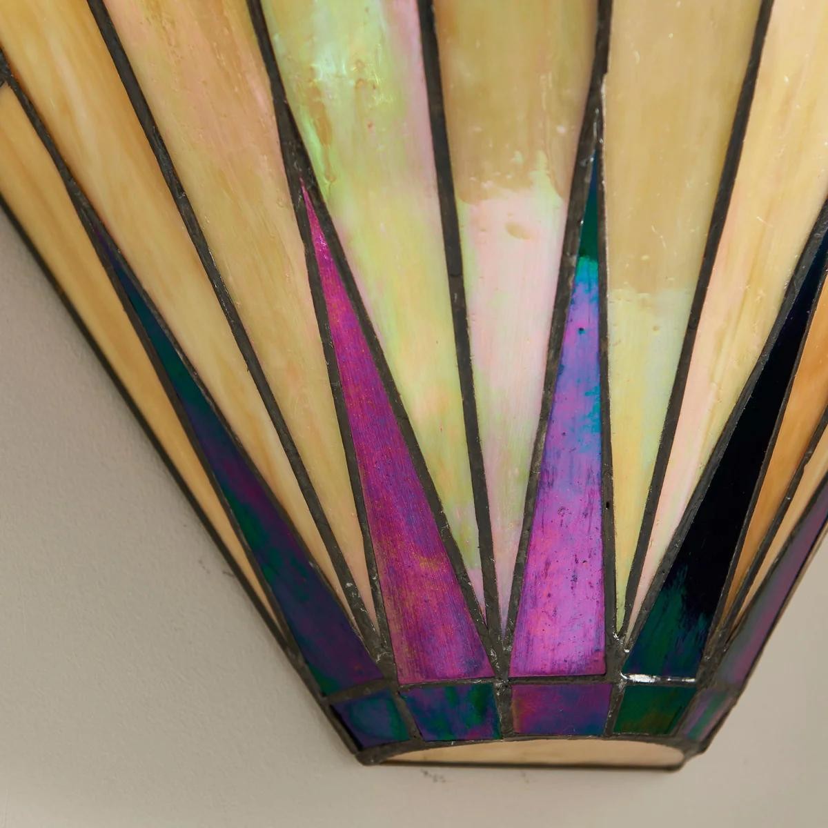 TF Dark Star Art Deco Star Tiffany Wall Sconce - Stained Glass Geometric Light for Hallway and Living Room T638