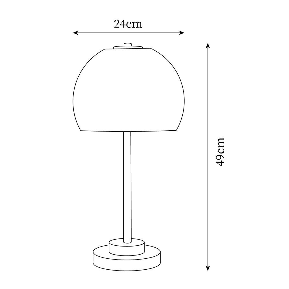 Schemat wymiarowy przedstawiający średnicę 24 cm i wysokość 49 cm