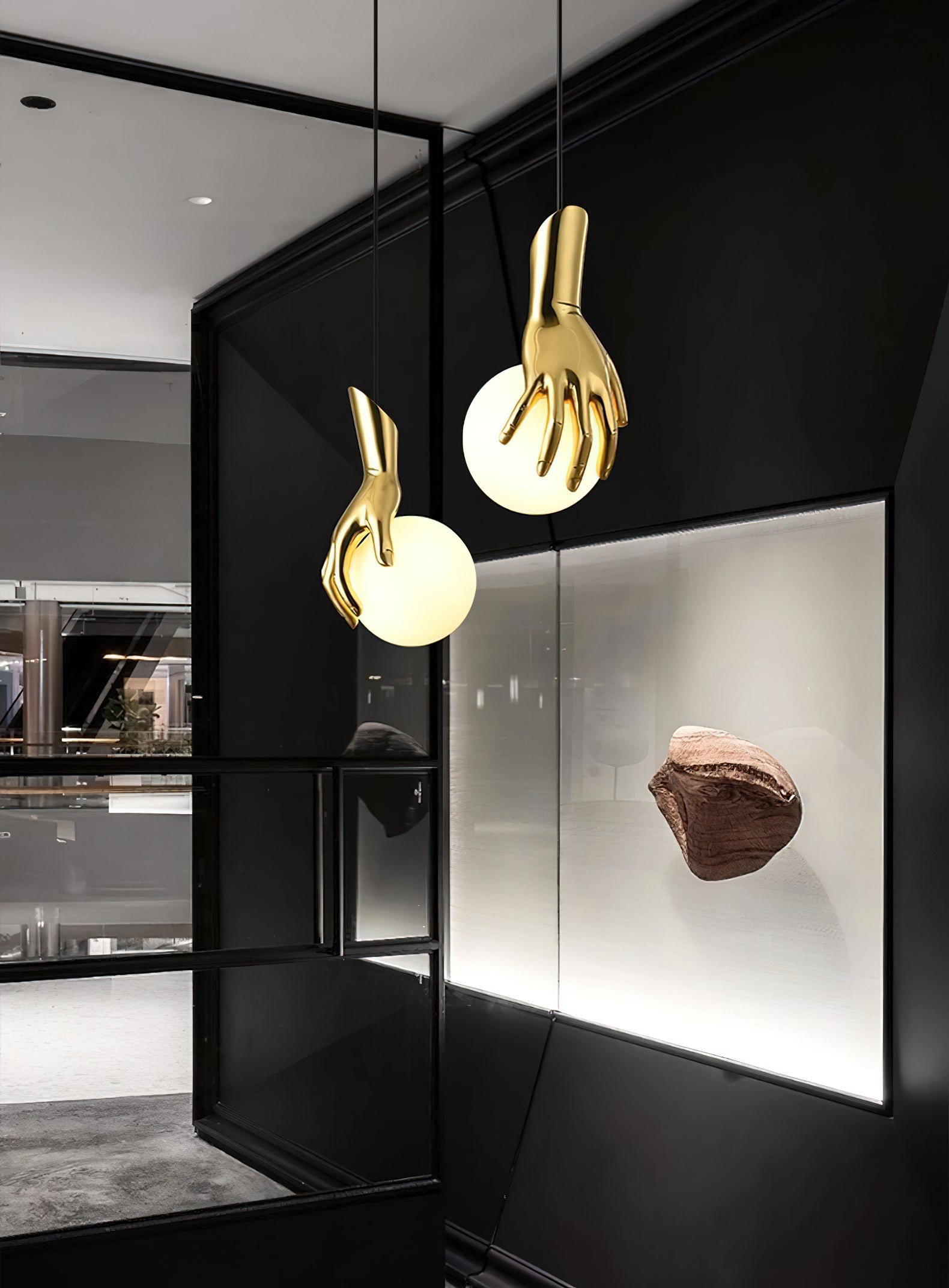 Hand Holding Globe Pendant Light D451