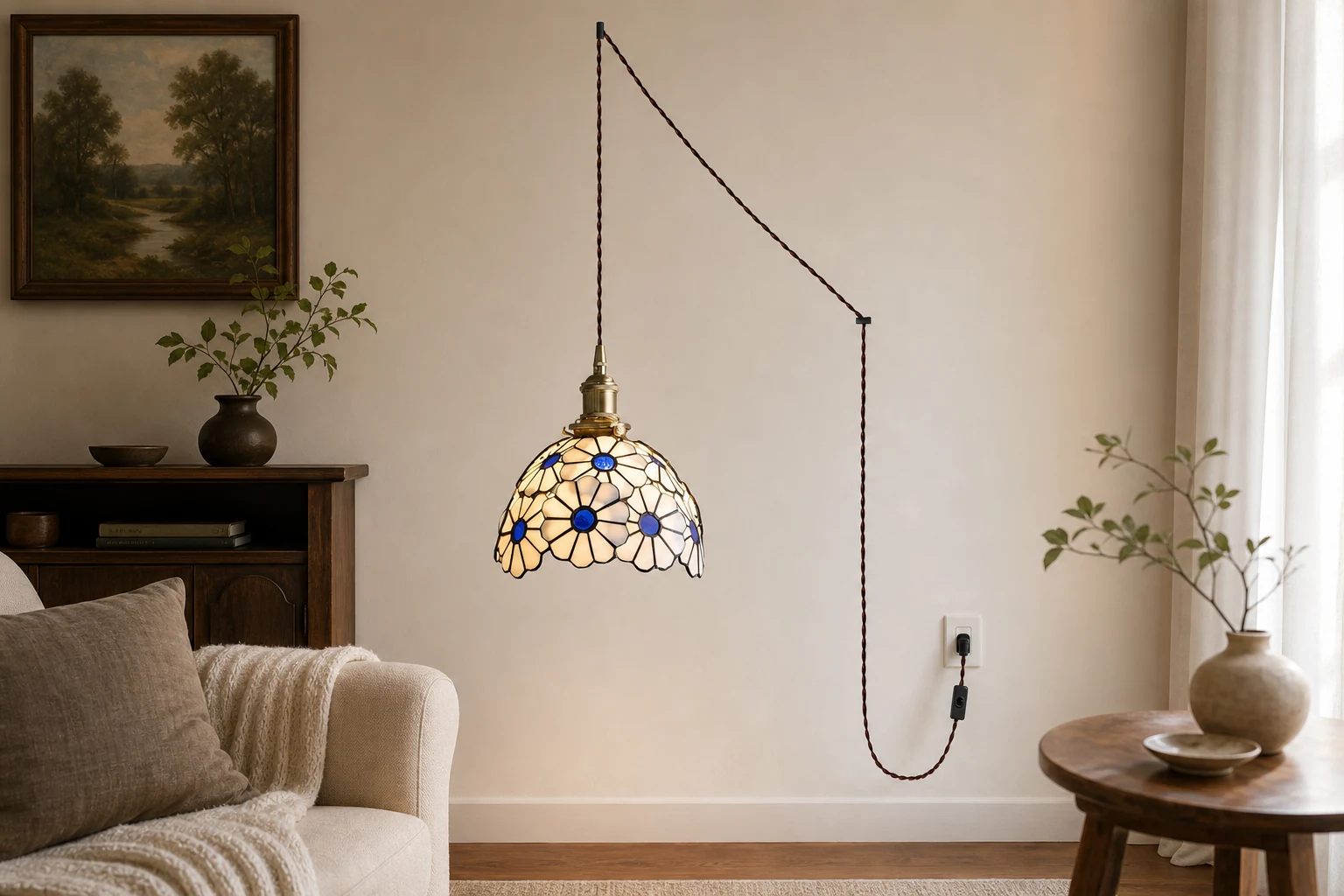 Lampa wisząca Suka Floral Plug In w stylu dekoracyjnej lampy wiszącej