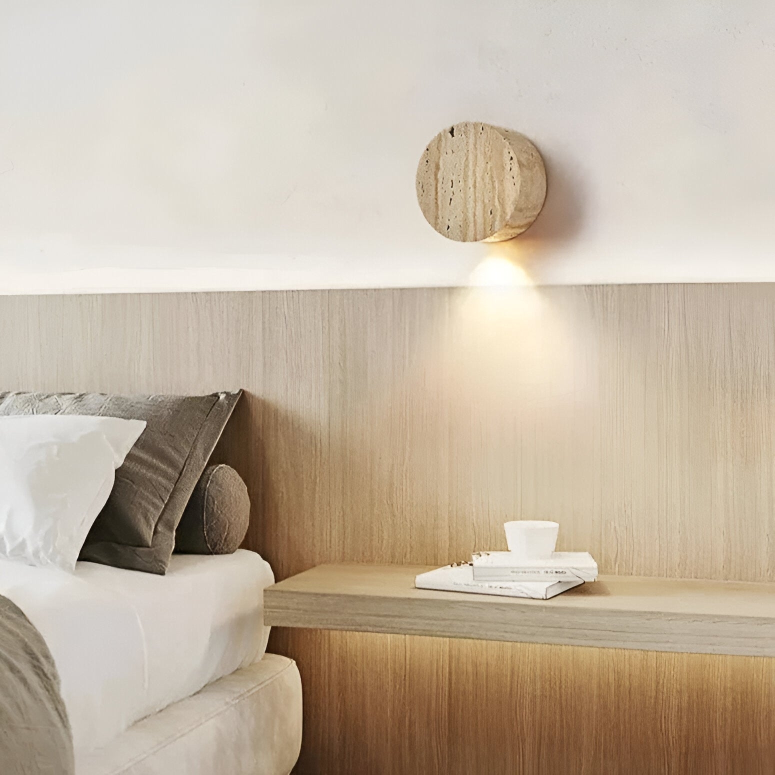 Japanese Wabi Sabi Natural Travertine Stone Wall Light D878