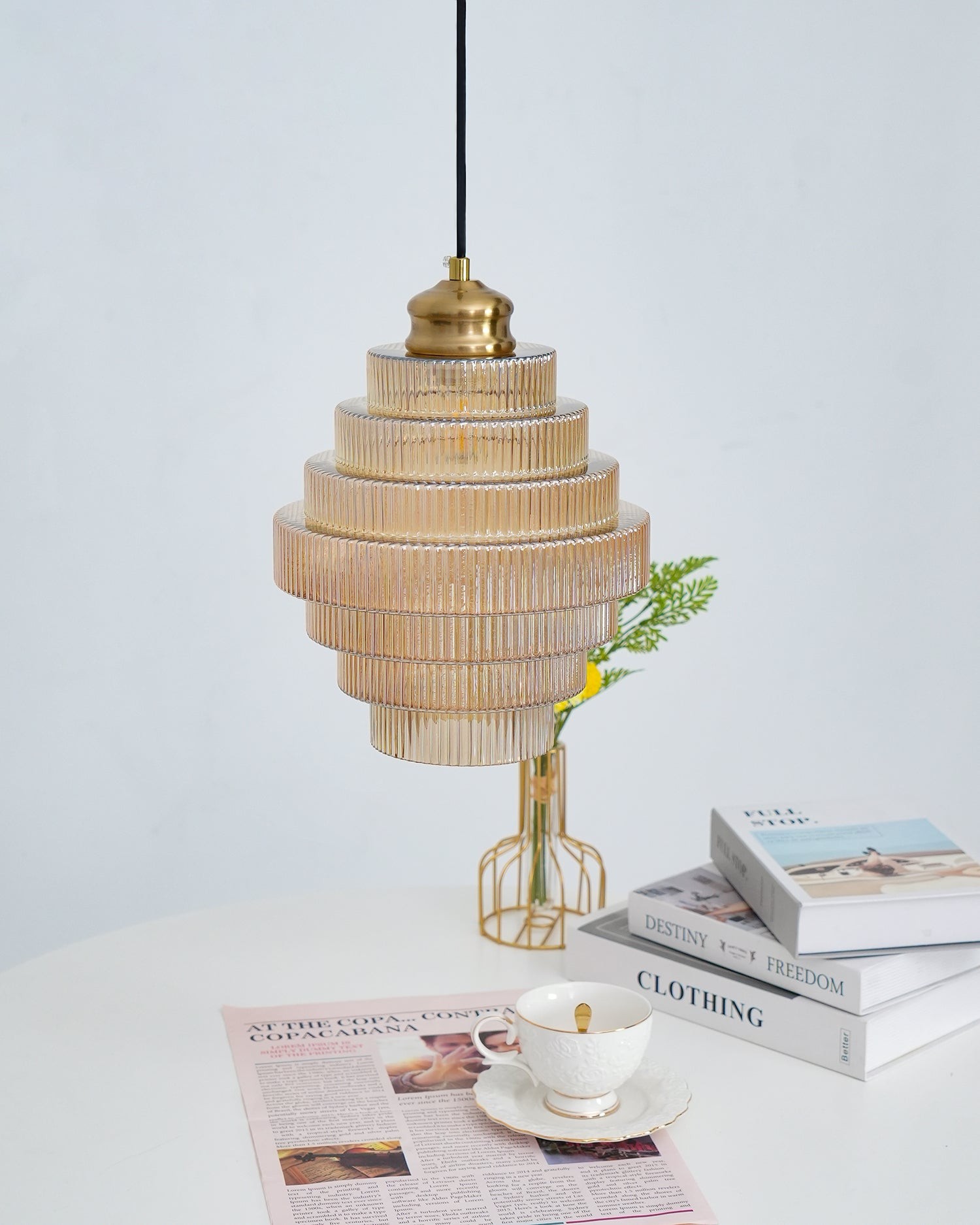 Modern Creative Pleated Design Glass Pendant Lamp M147