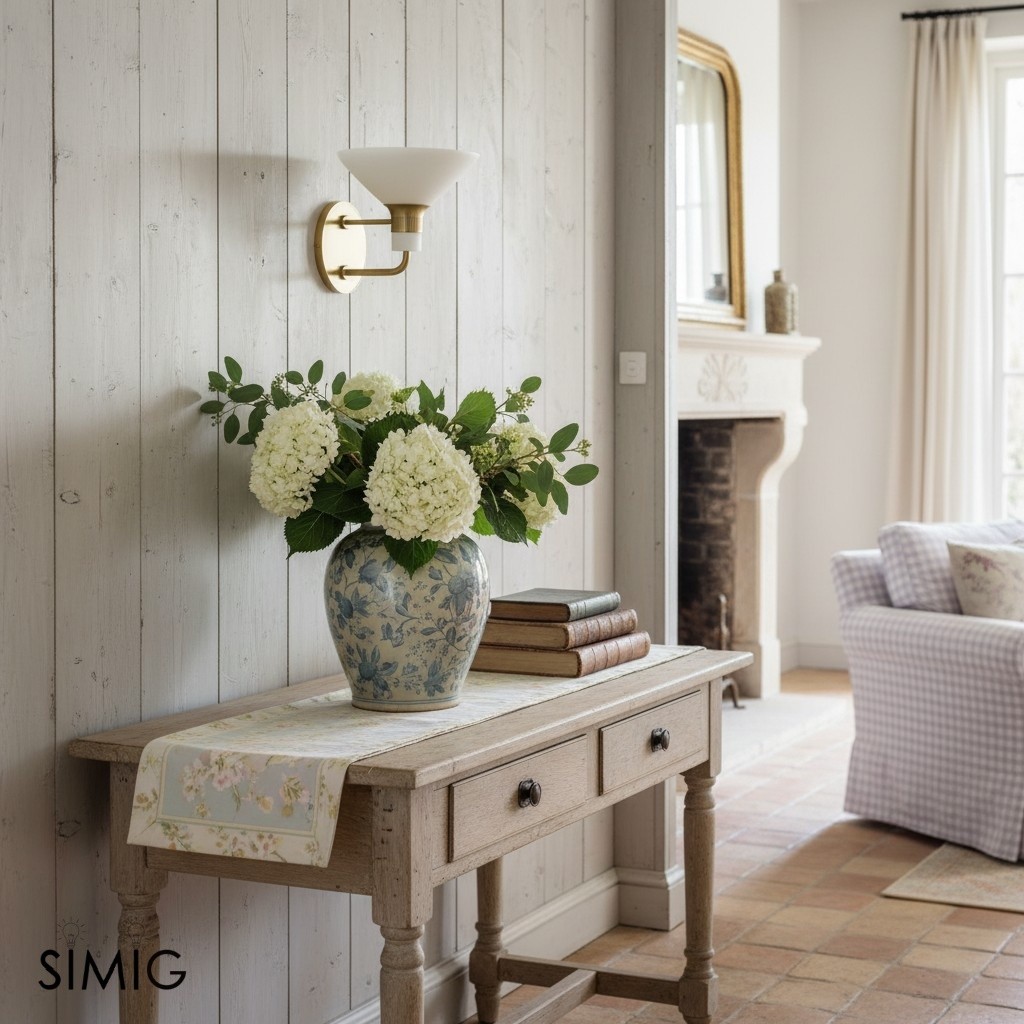 Calvor Vintage-Inspired Bronze Wall Lamp with Porcelain Finish for Hallways & Foyers T128