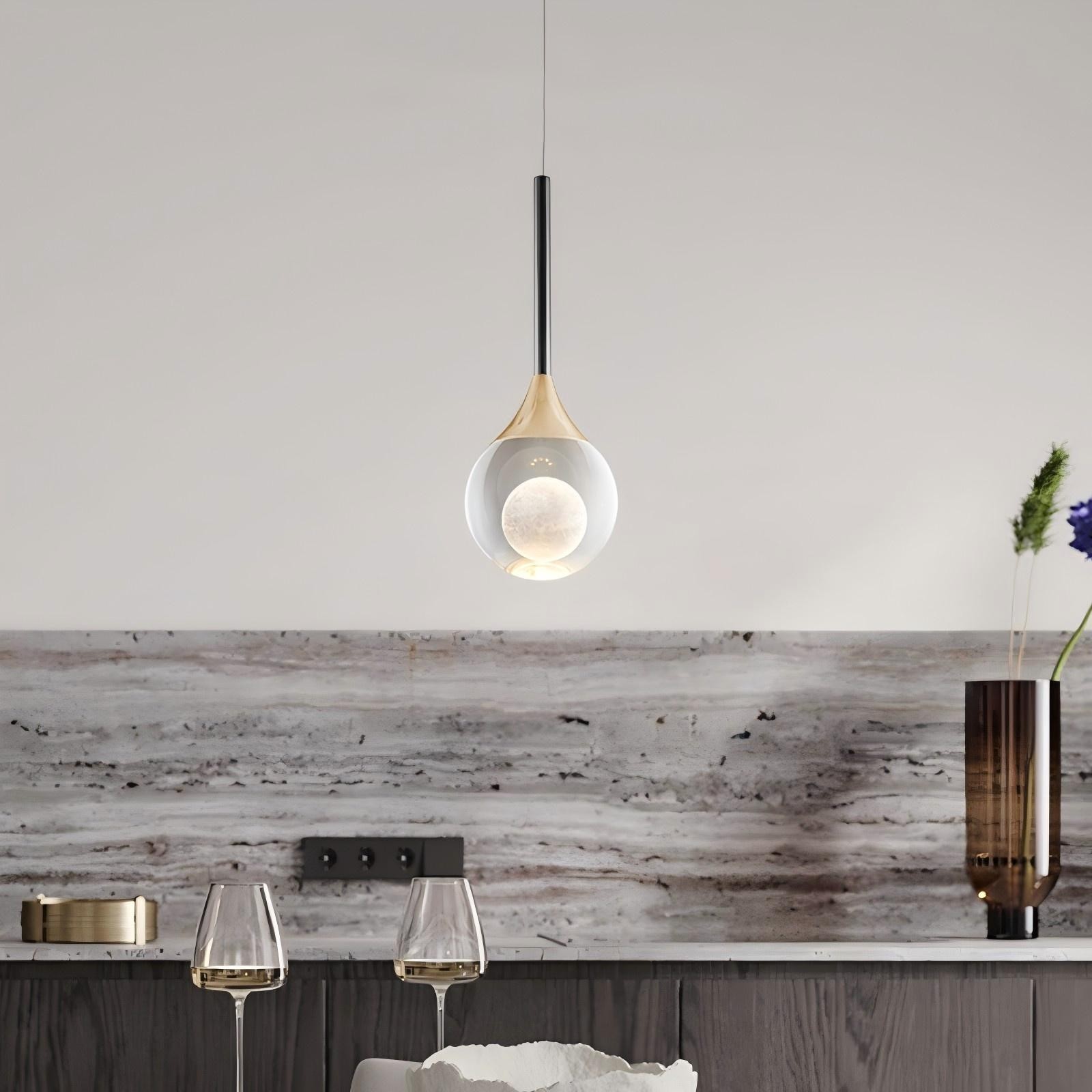 Moon Round Clear Glass Pendant Light S182