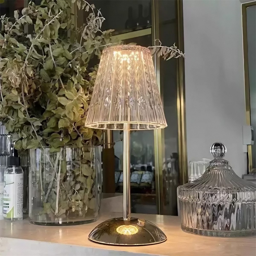 Vintage Pleated Brass Cordless Table Lamp S147