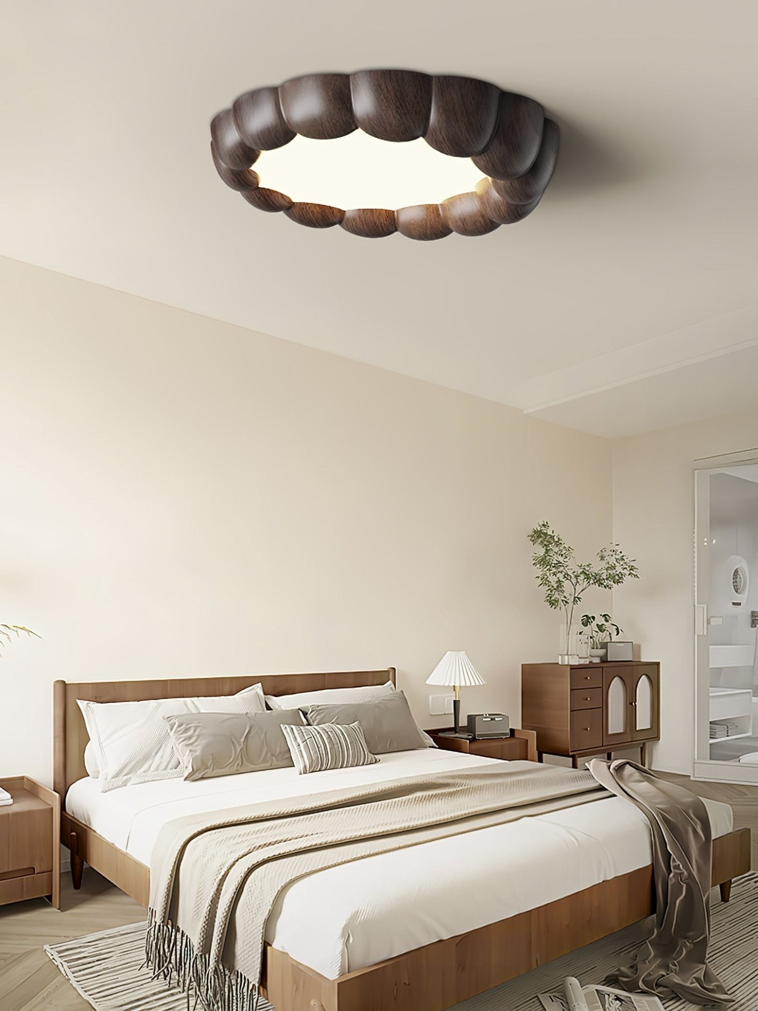 Faux Wood Ripple Ceiling Lamp M559