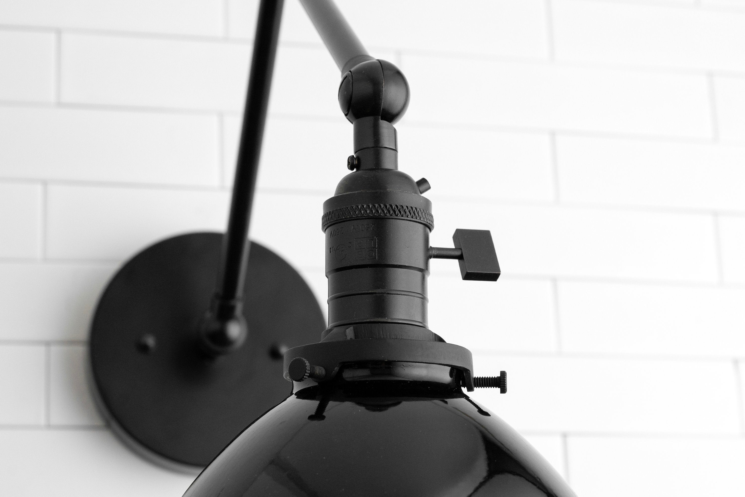 Conique Metal Vintage Industrial Swing Arm Wall Lamp - Adjustable Dome Shade for Study T313