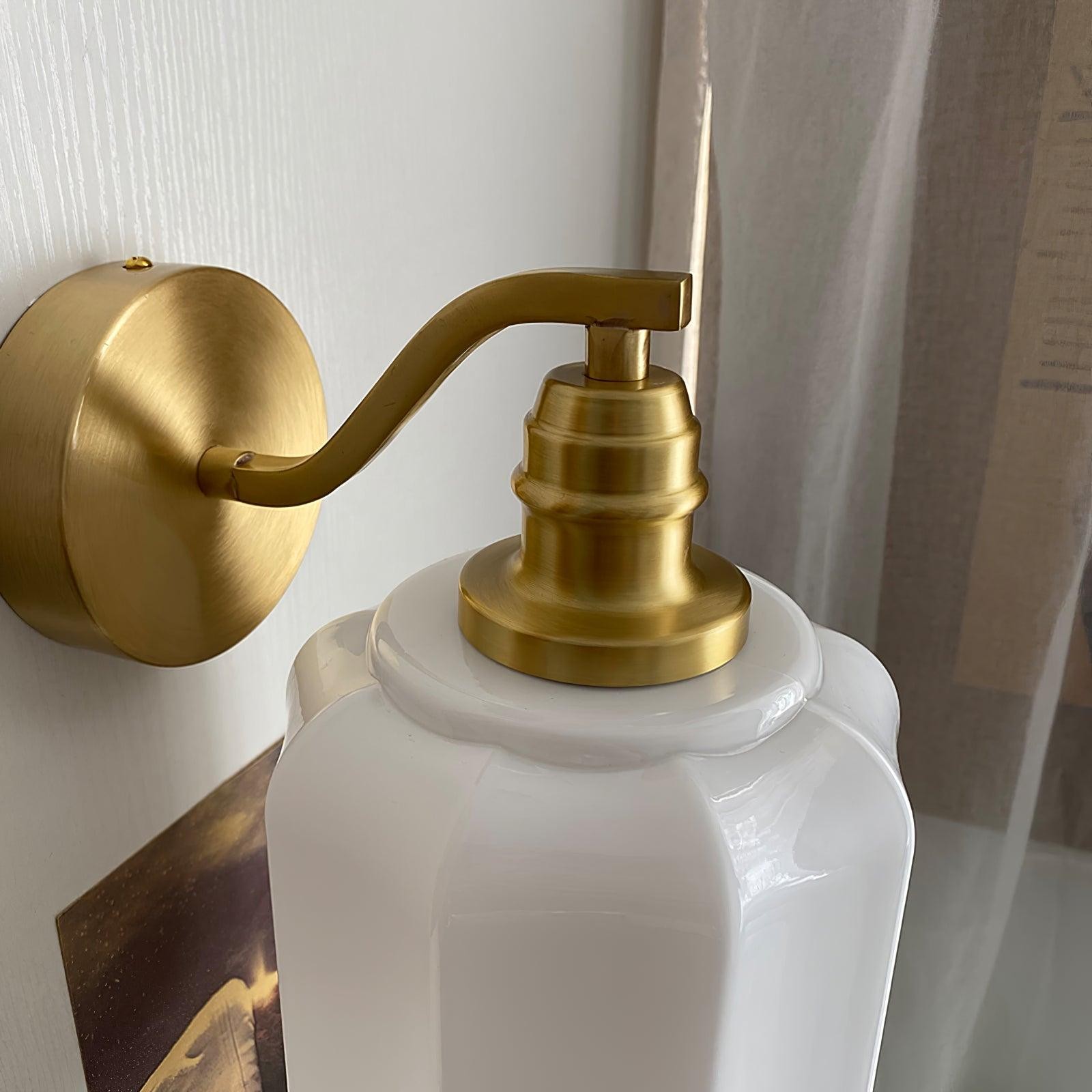 Retro Brass and Glass Wall Lamp M253