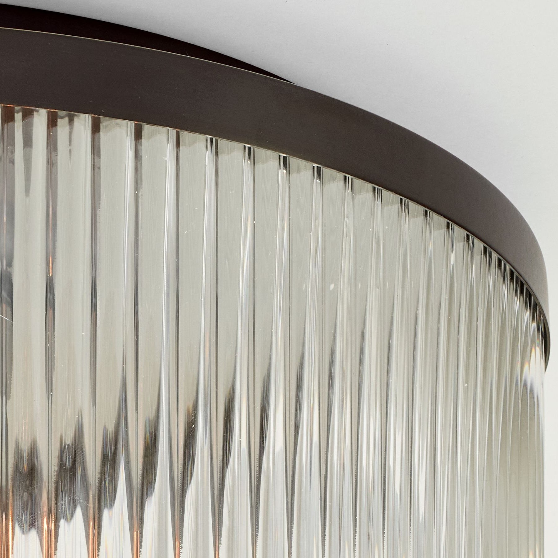 Bravira Flush Mount Ceiling Light - Ribbed & Bubbled Glass Metal Light T071